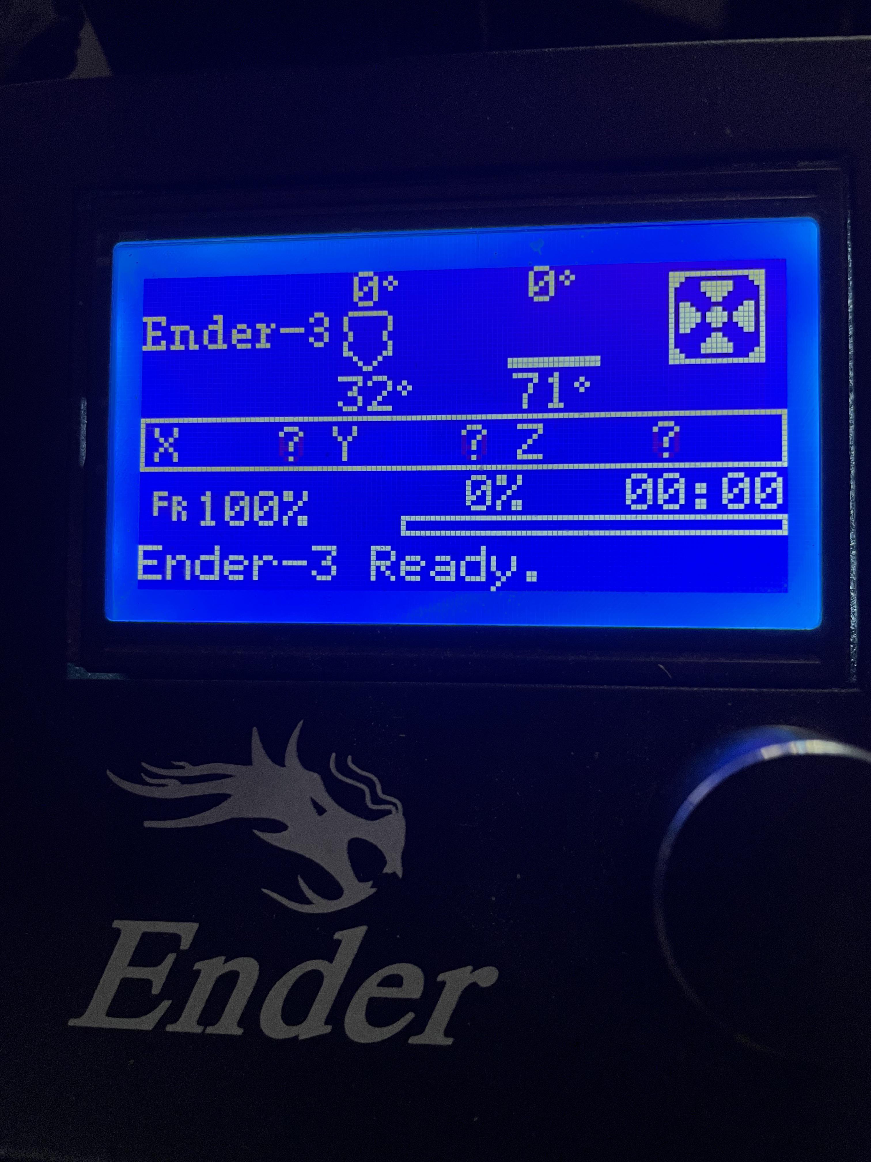 As i turn the machine on, bed temperature shows 71 degrees