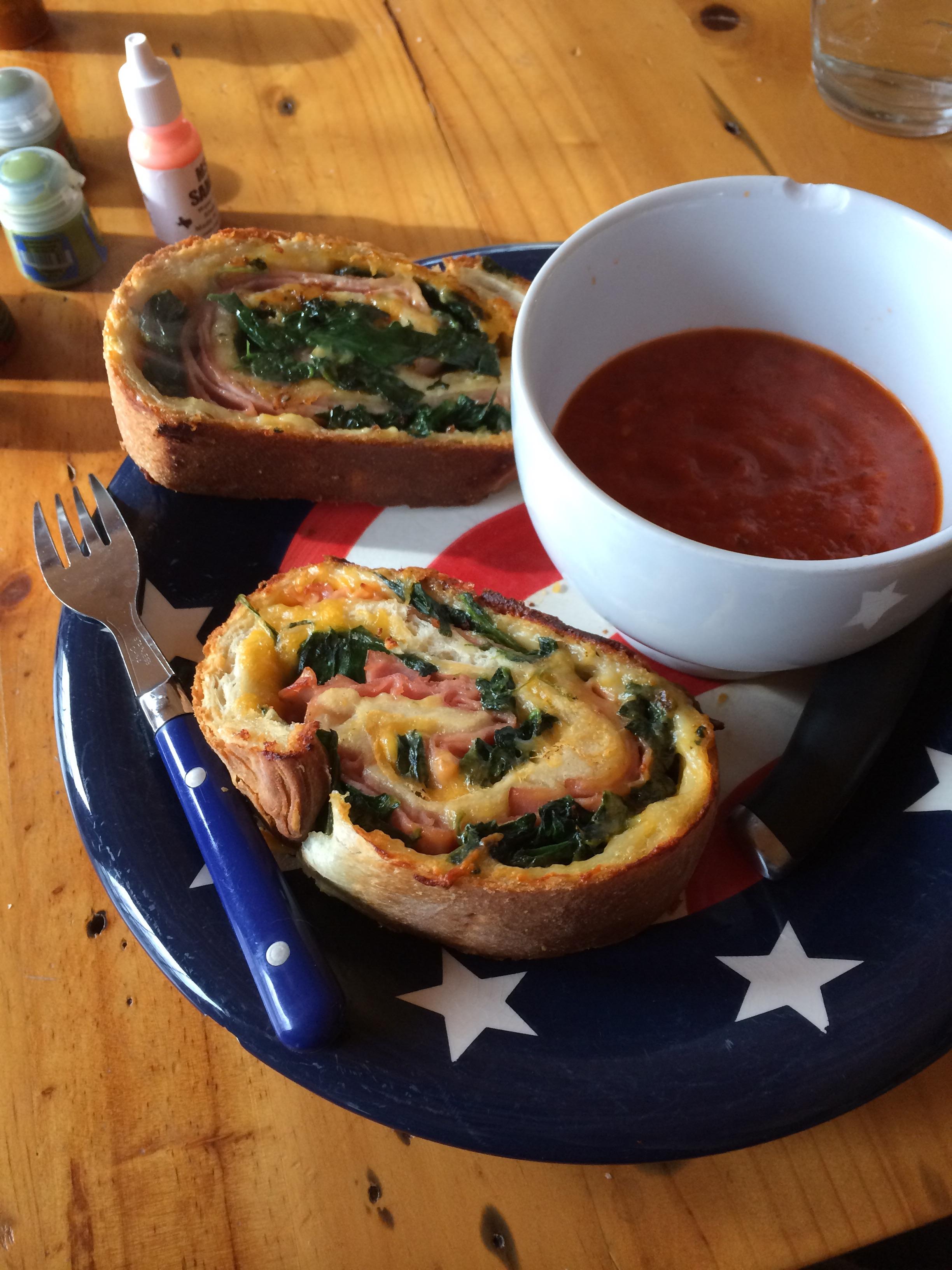 [Homemade] Black forest ham, cheddar and spinach stromboli r/food