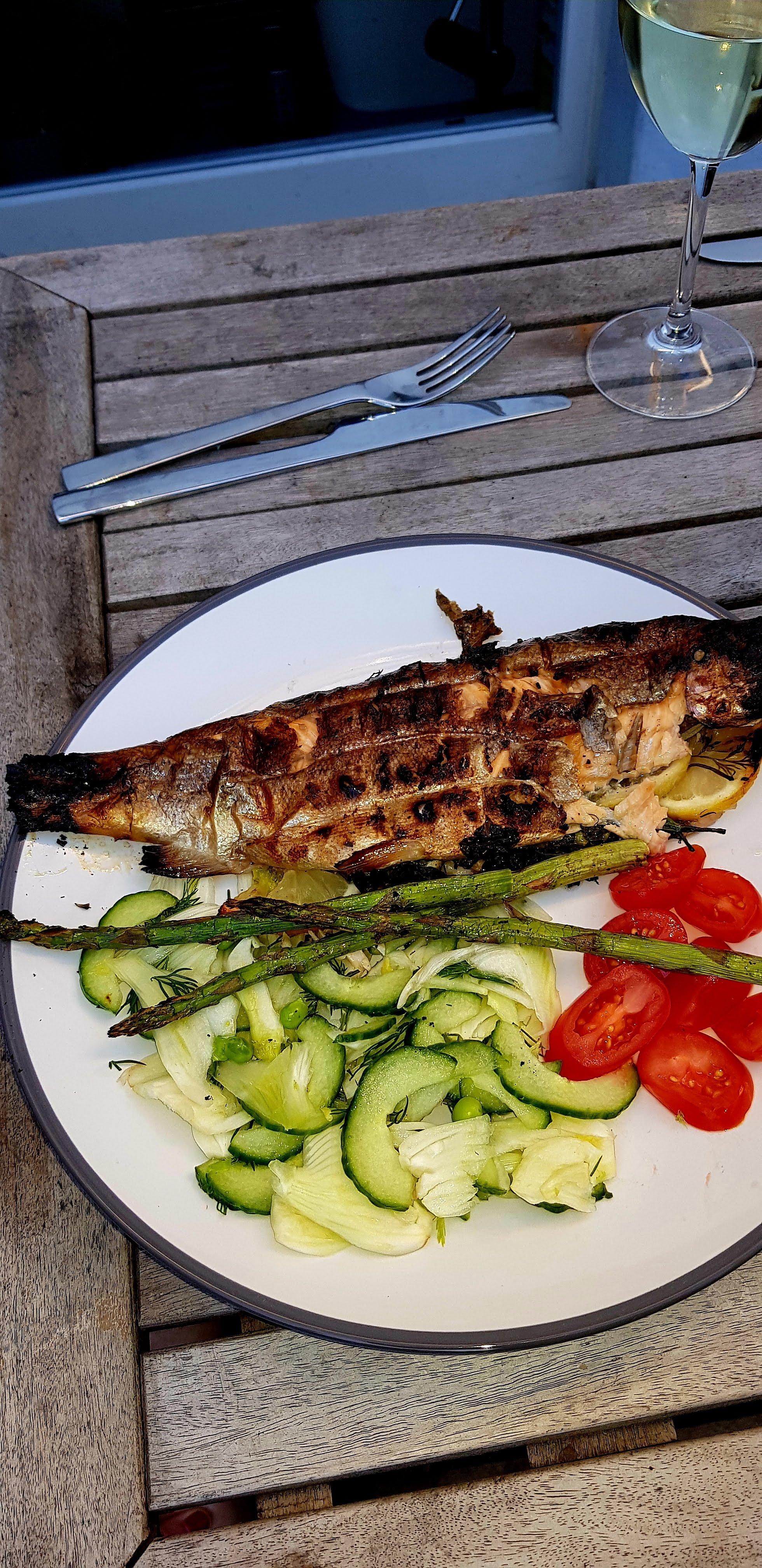 [homemade] Whole Barbecued Trout with Fennel Salad r/food