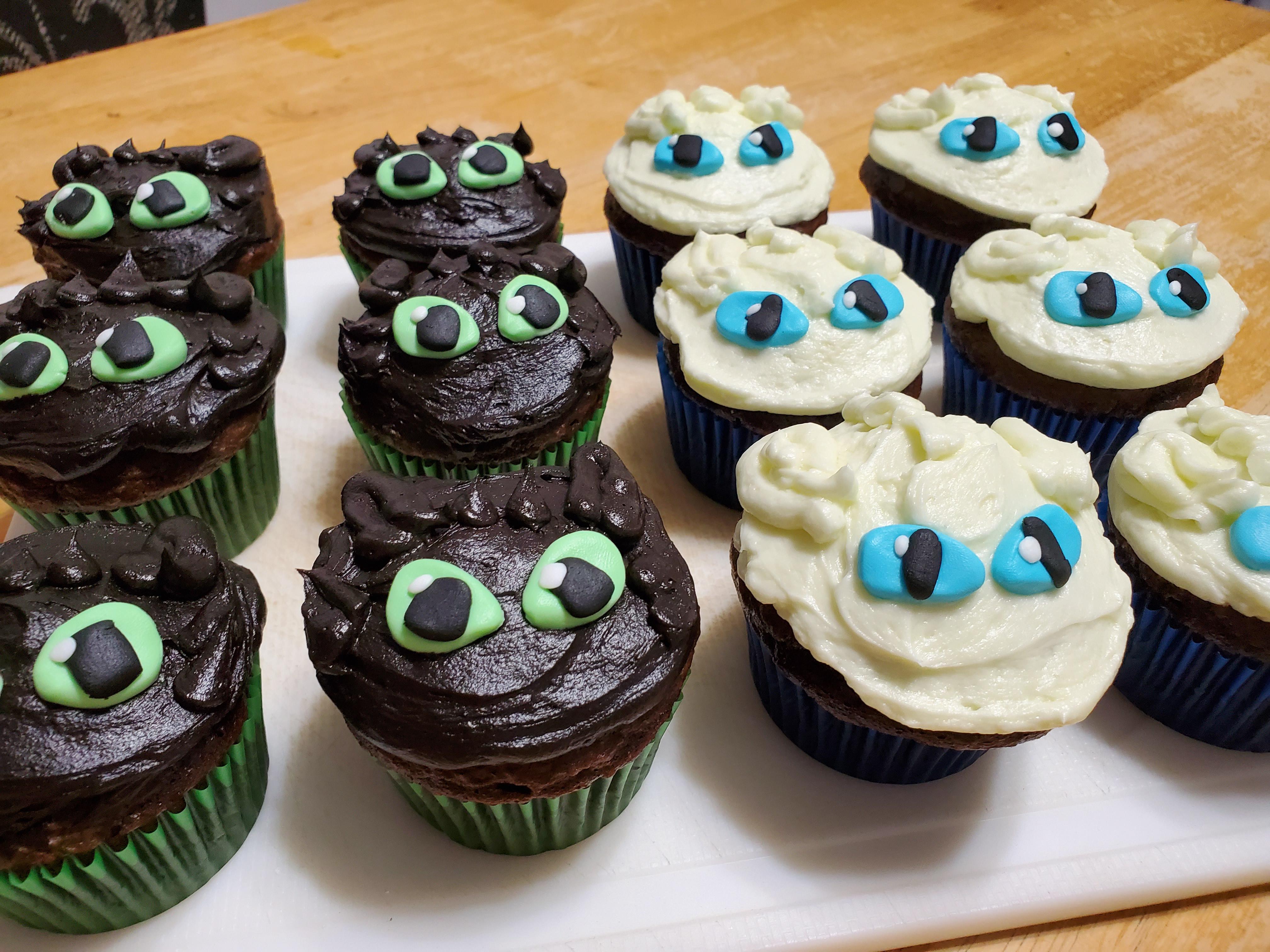 Last minute 'How to Train Your Dragon' cupcakes. Messy, but I had