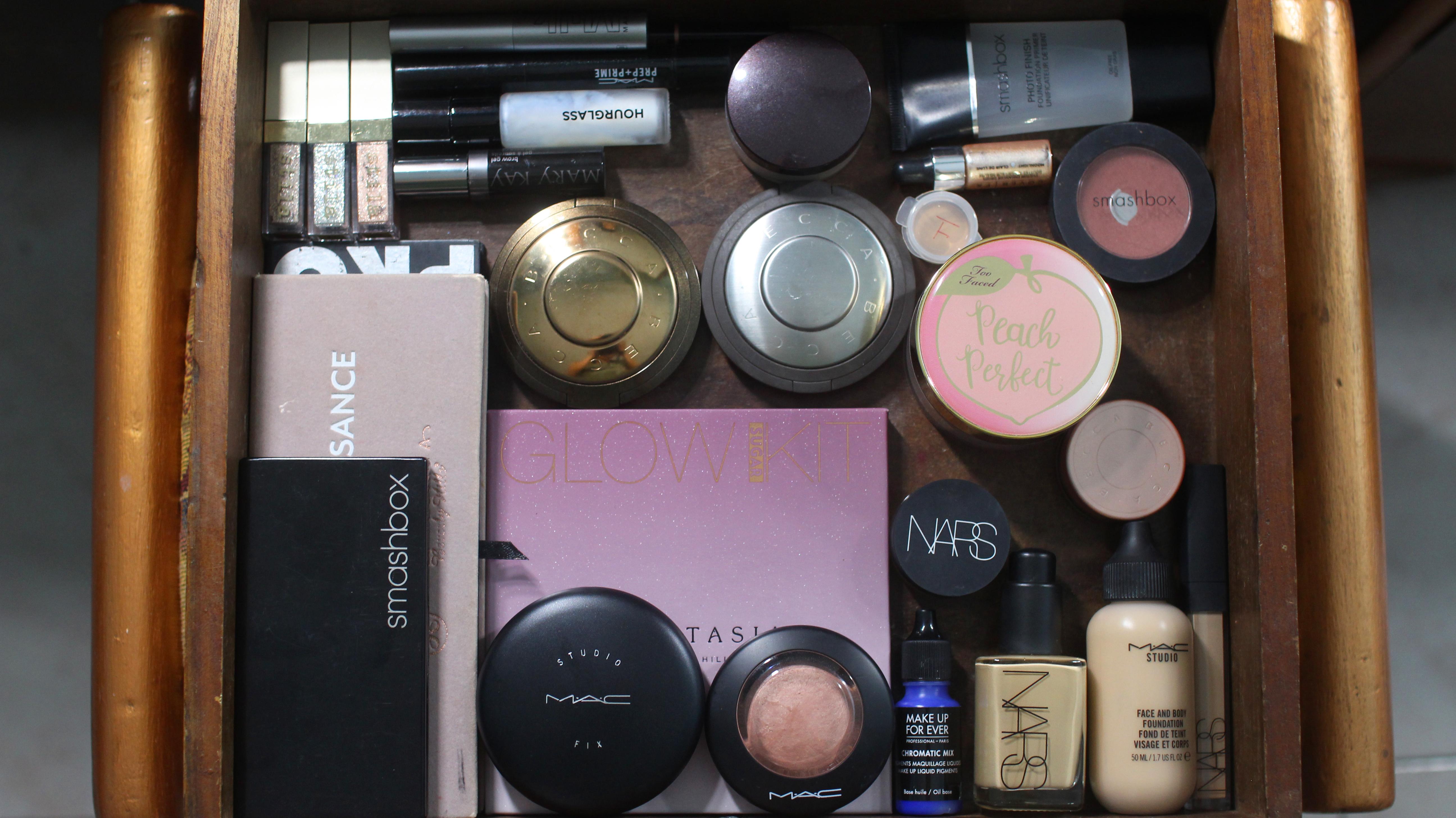 My makeup drawer (basically my entire makeup collection) r/makeupflatlays
