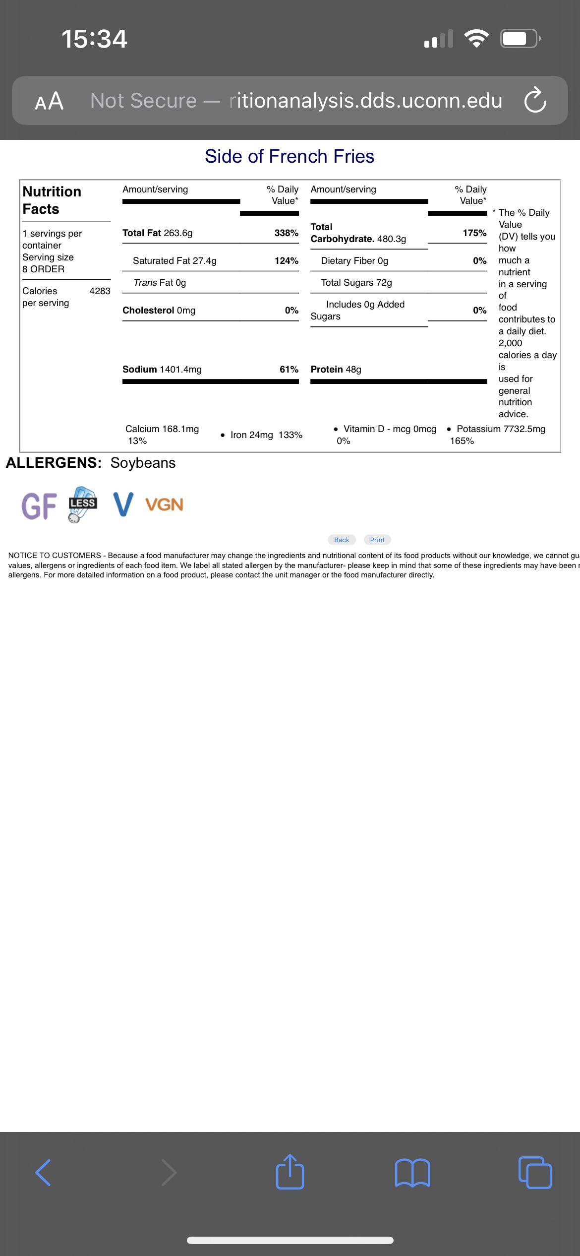 one plate two plate fries calories look a bit off... r/UCONN