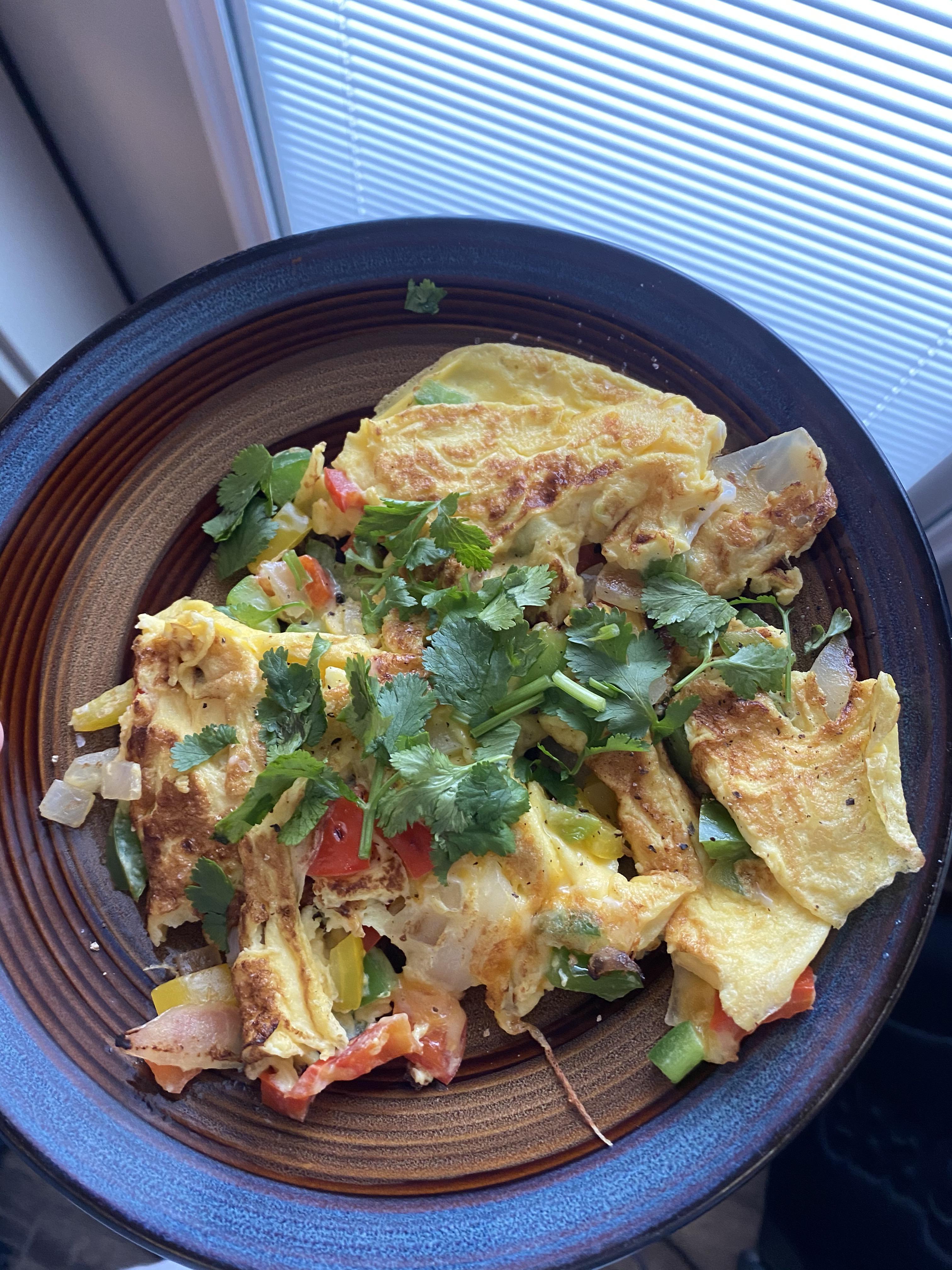 Veggie and cheese omelet 256 cals r/1200isplenty