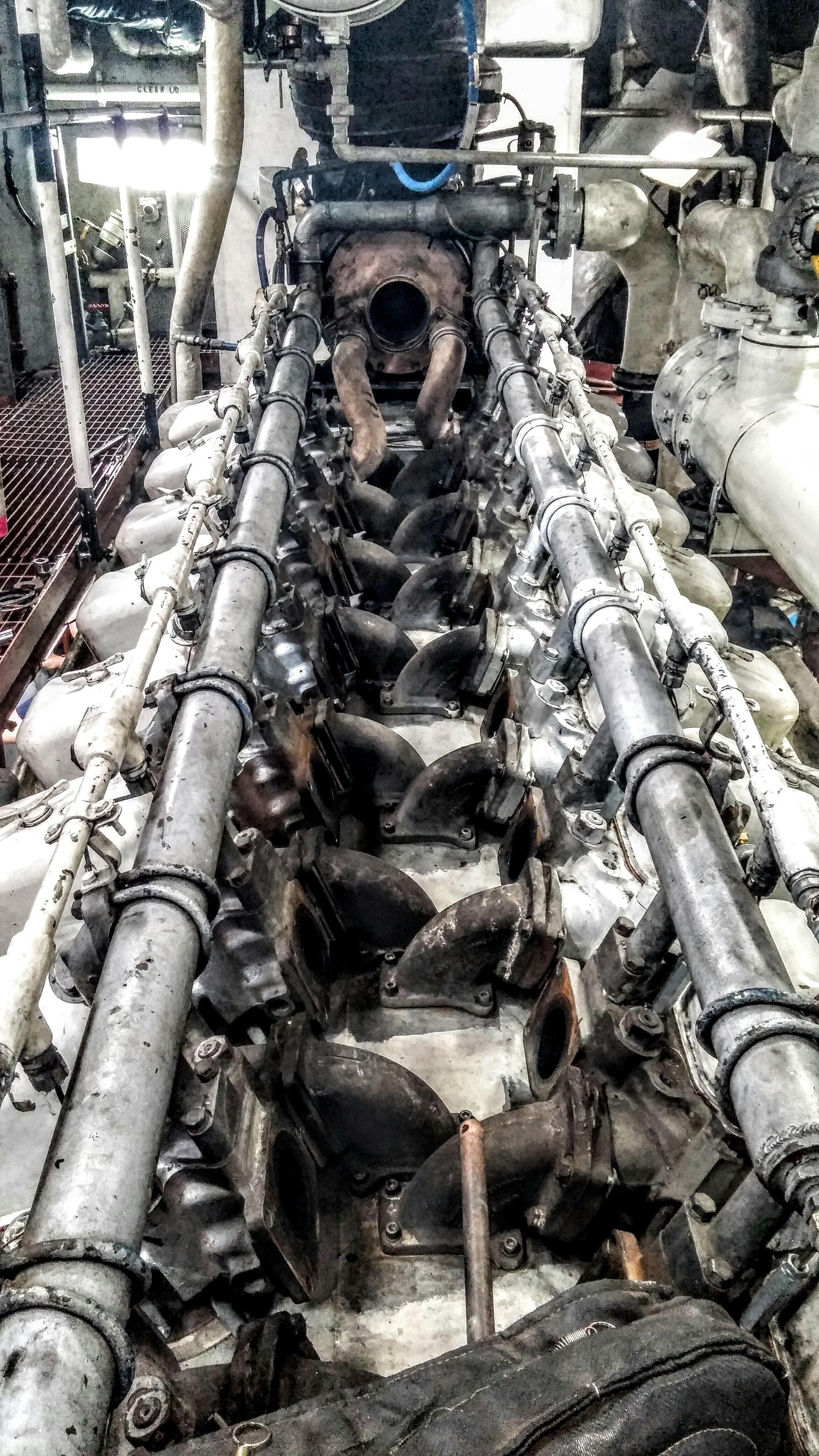 Finished tearing apart the exhaust system of an ALCO V16 251 B Series