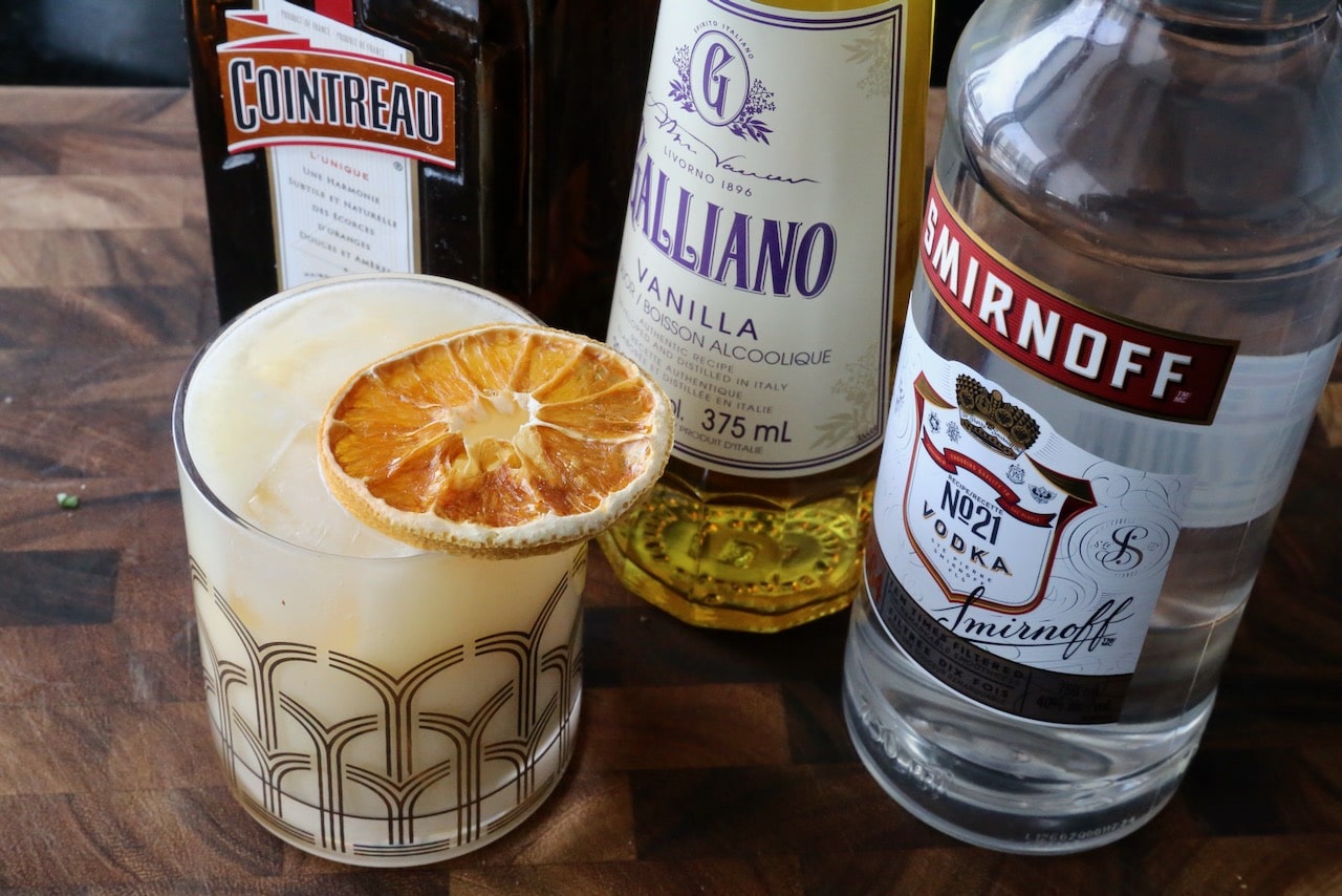 Creamy Dreamsicle Cocktail featuring vodka, Galliano, Cointreau