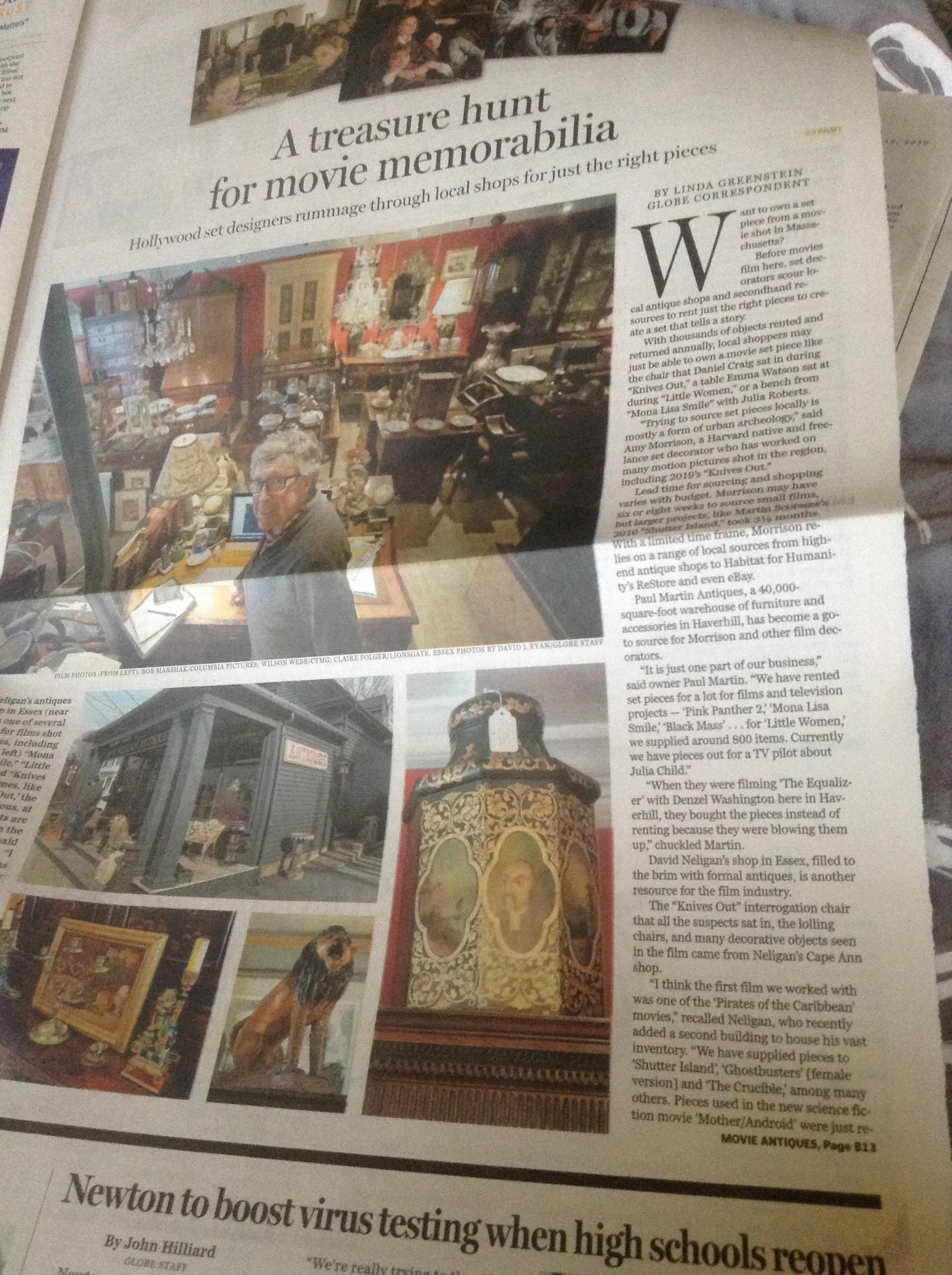 Cool article in Sunday Boston Globe about antiques stores in