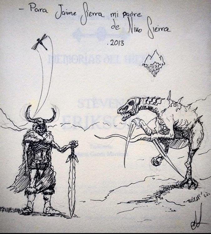 Bought my dad the book in Spanish. Drew a little scene as dedication in