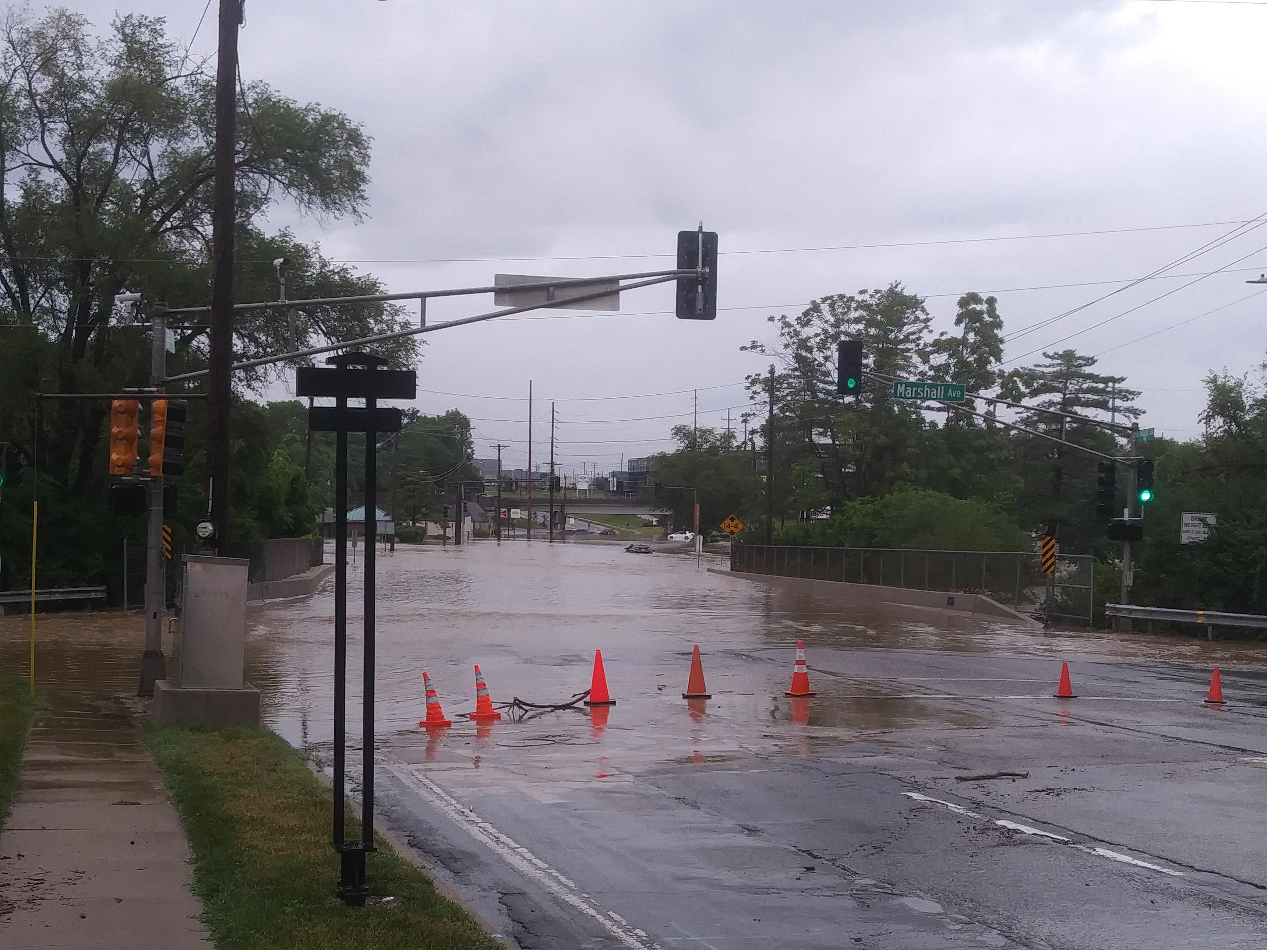 More flooding along Marshall Ave where it crosses Laclede Station Rd