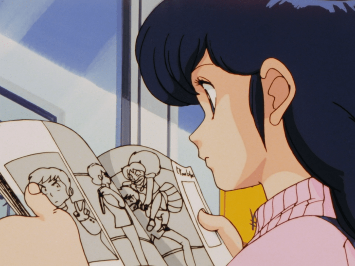 Maison Ikkoku (ep 31) Kyoko is reading the manga uruseiyatsura