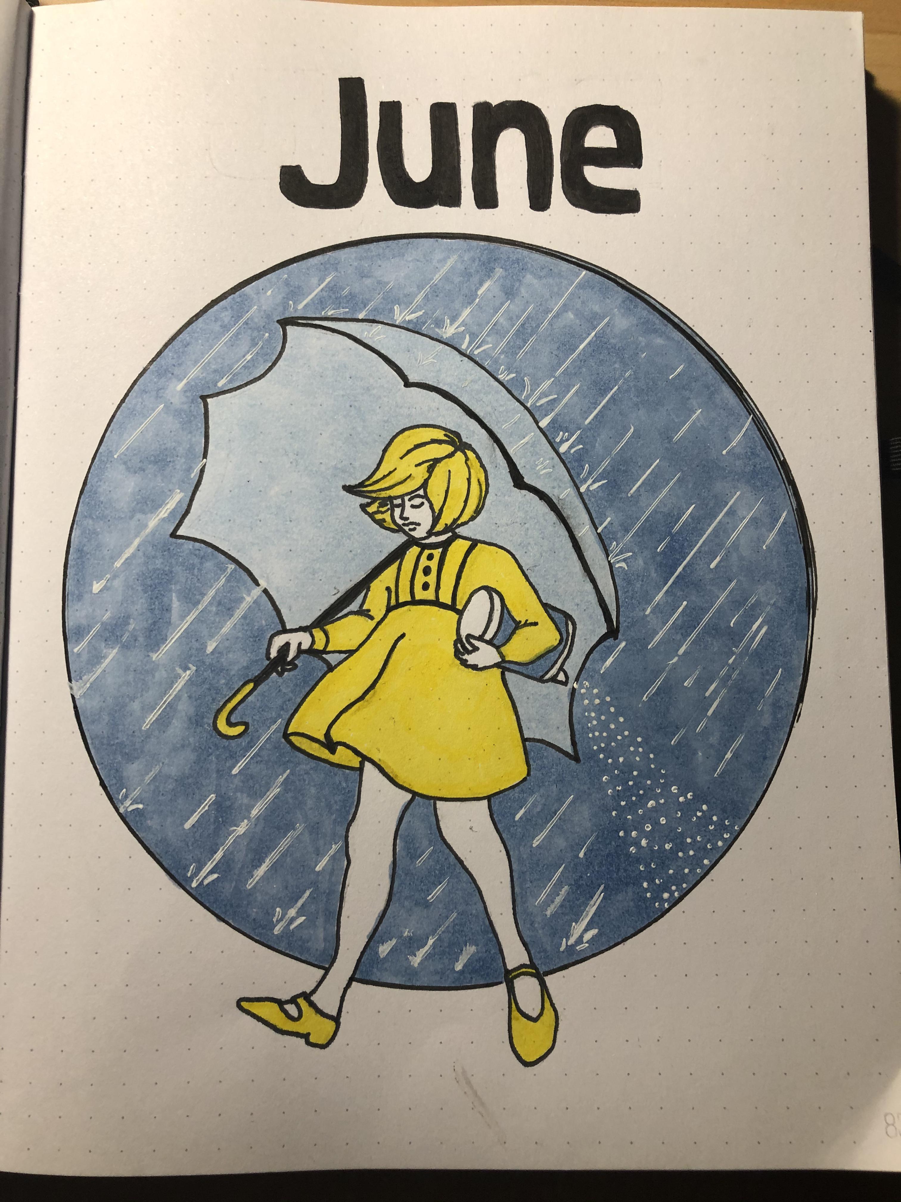 June’s cover page. The Morton Salt girl. r/bulletjournal