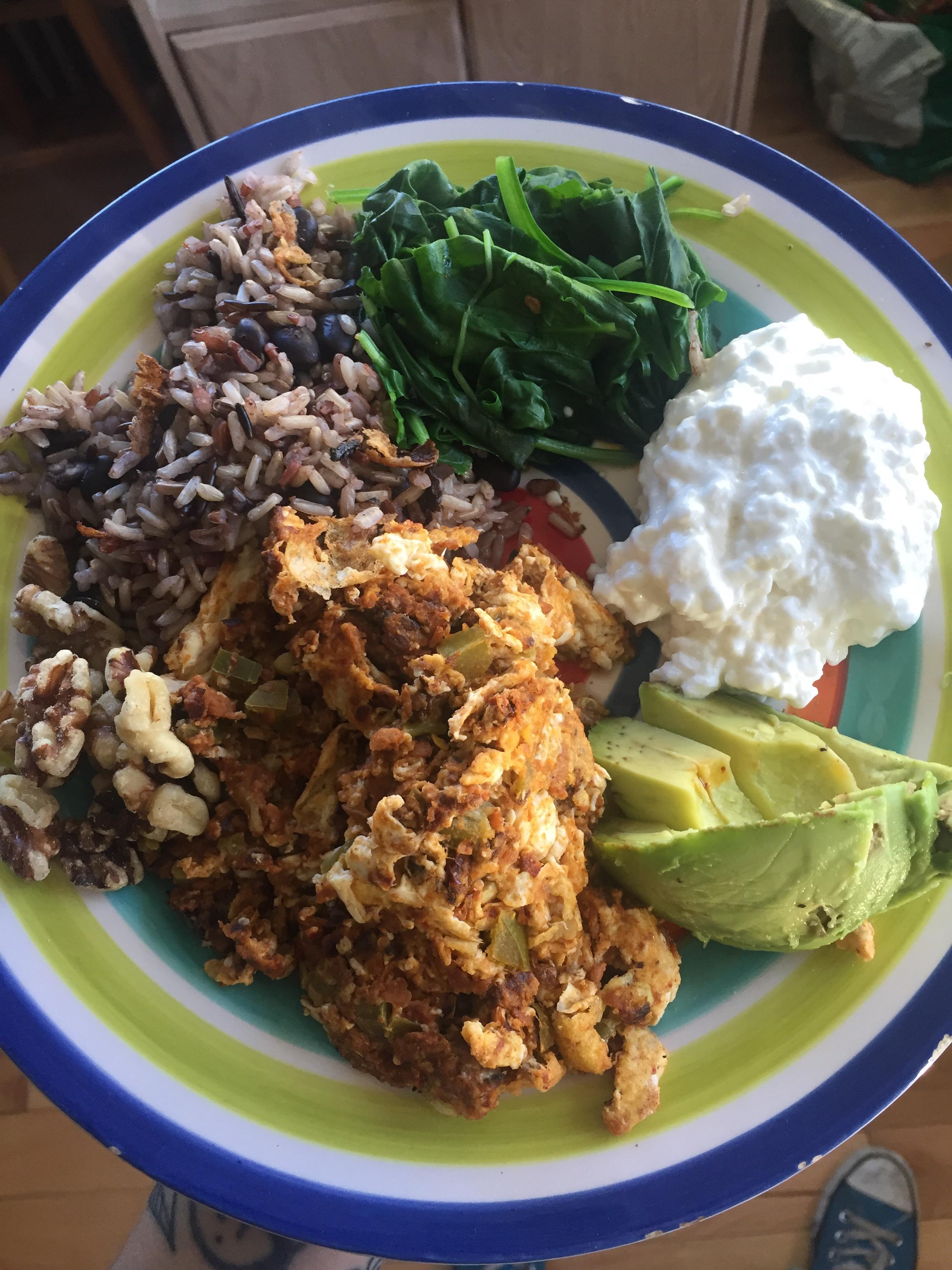 High protein vegetarian breakfast with soyrizo. r/vegetarian