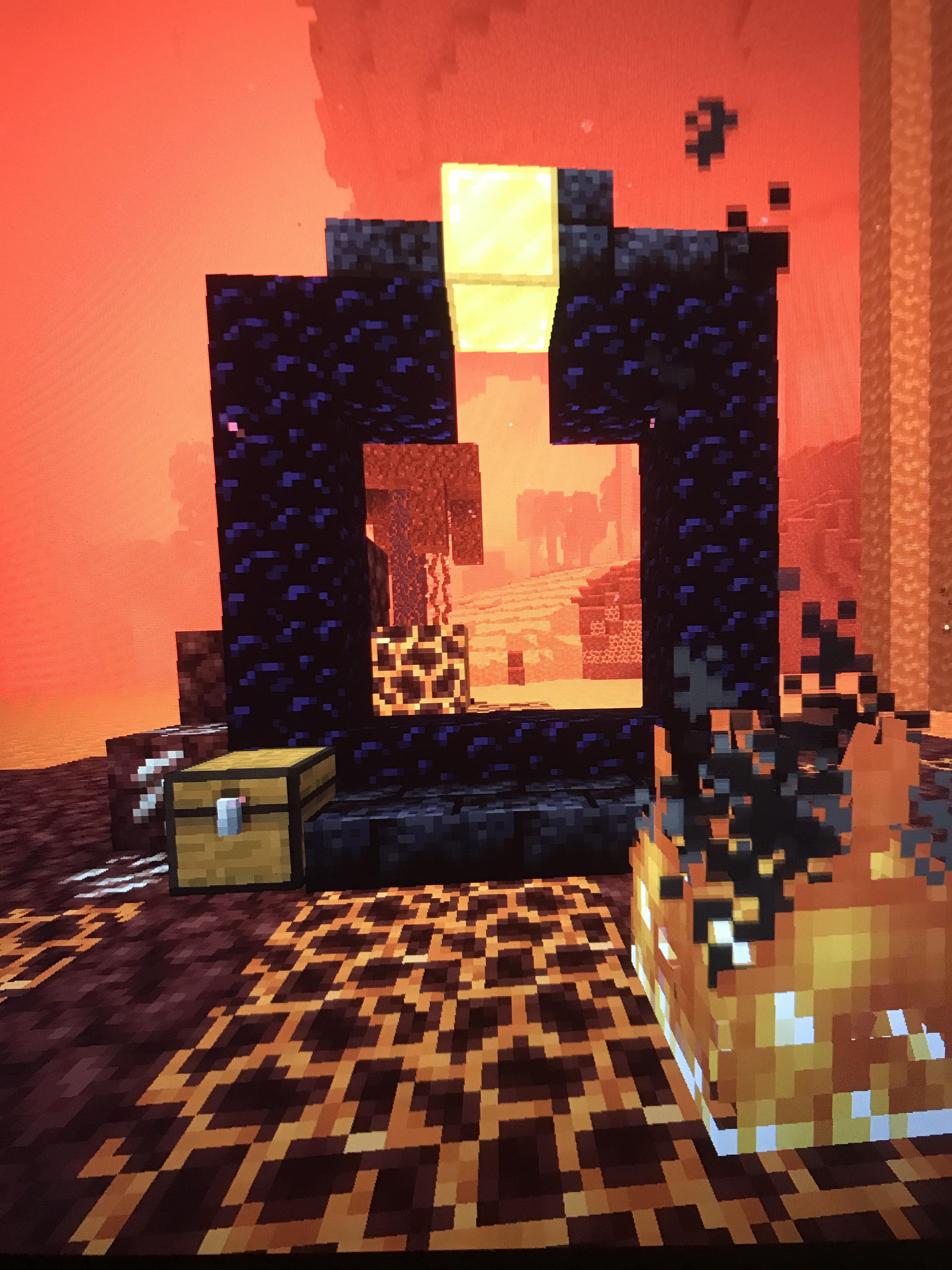 Almost perfect ruined portal. 1 obsidian is in the chest. r/Minecraft