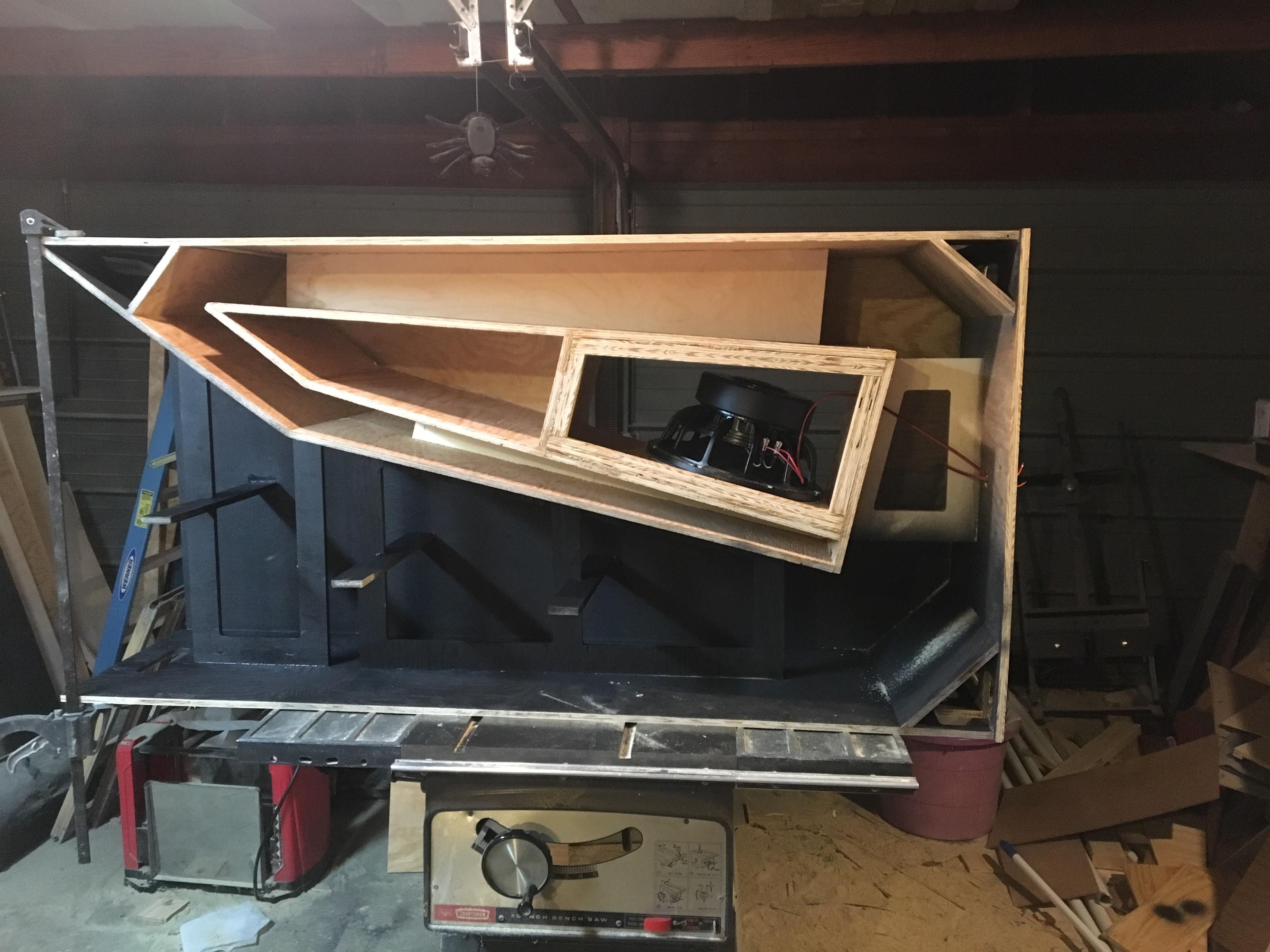 Inside of a folded horn subwoofer r/diysound