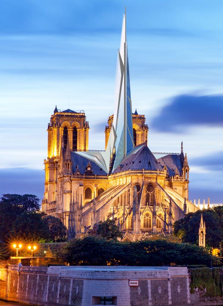 Horribly generic contemporarymodern Notre Dame redesign proposal r