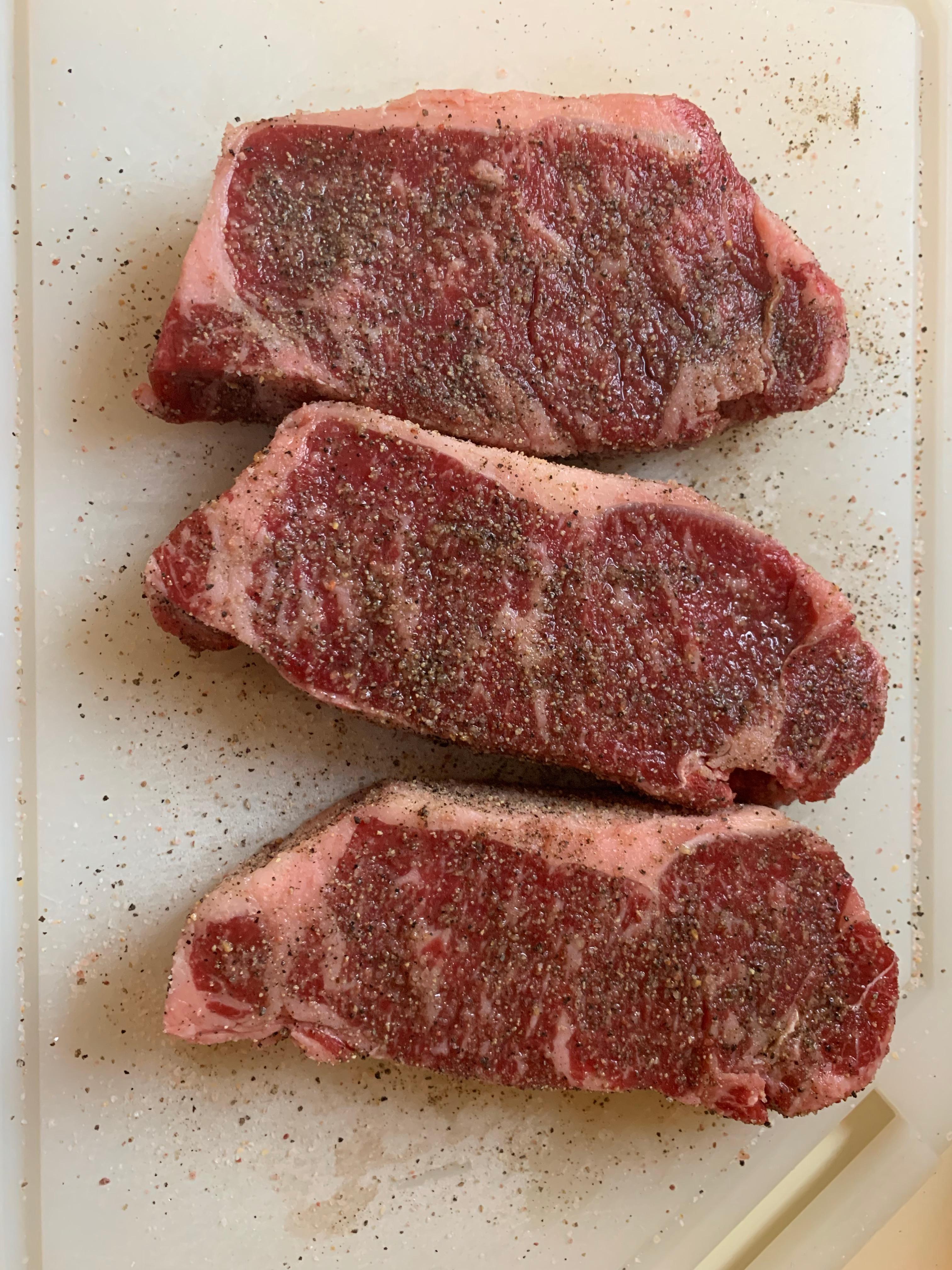 Steaks from Father's Day. Salt, Pepper, & Garlic Powder. r/steak