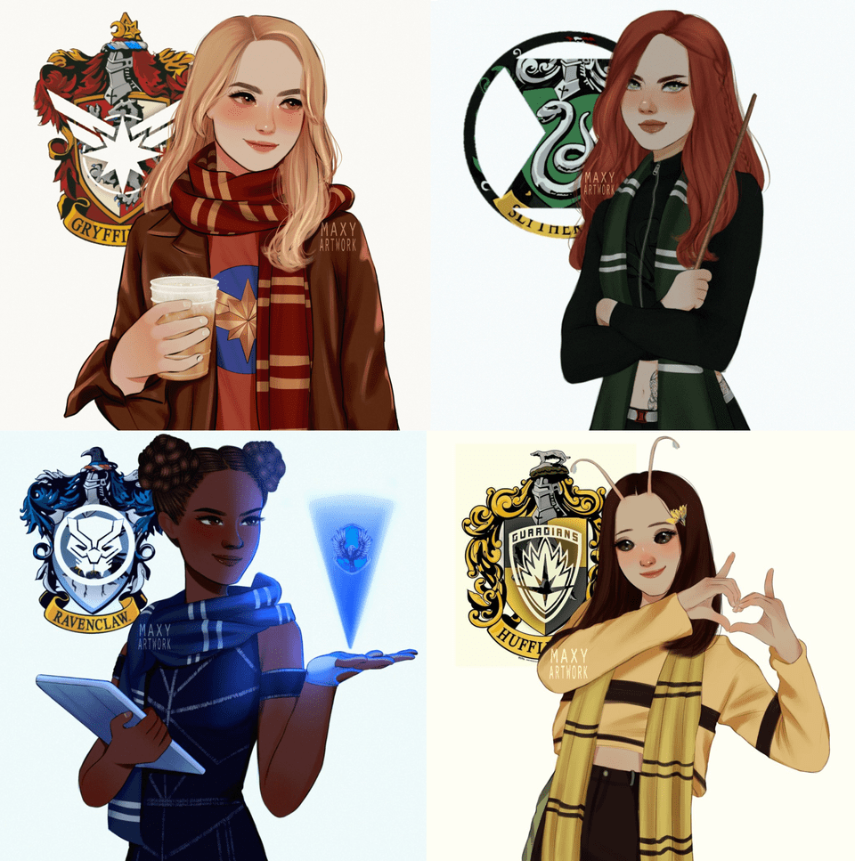 The Avengers as Hogwarts Houses Carol Danvers as