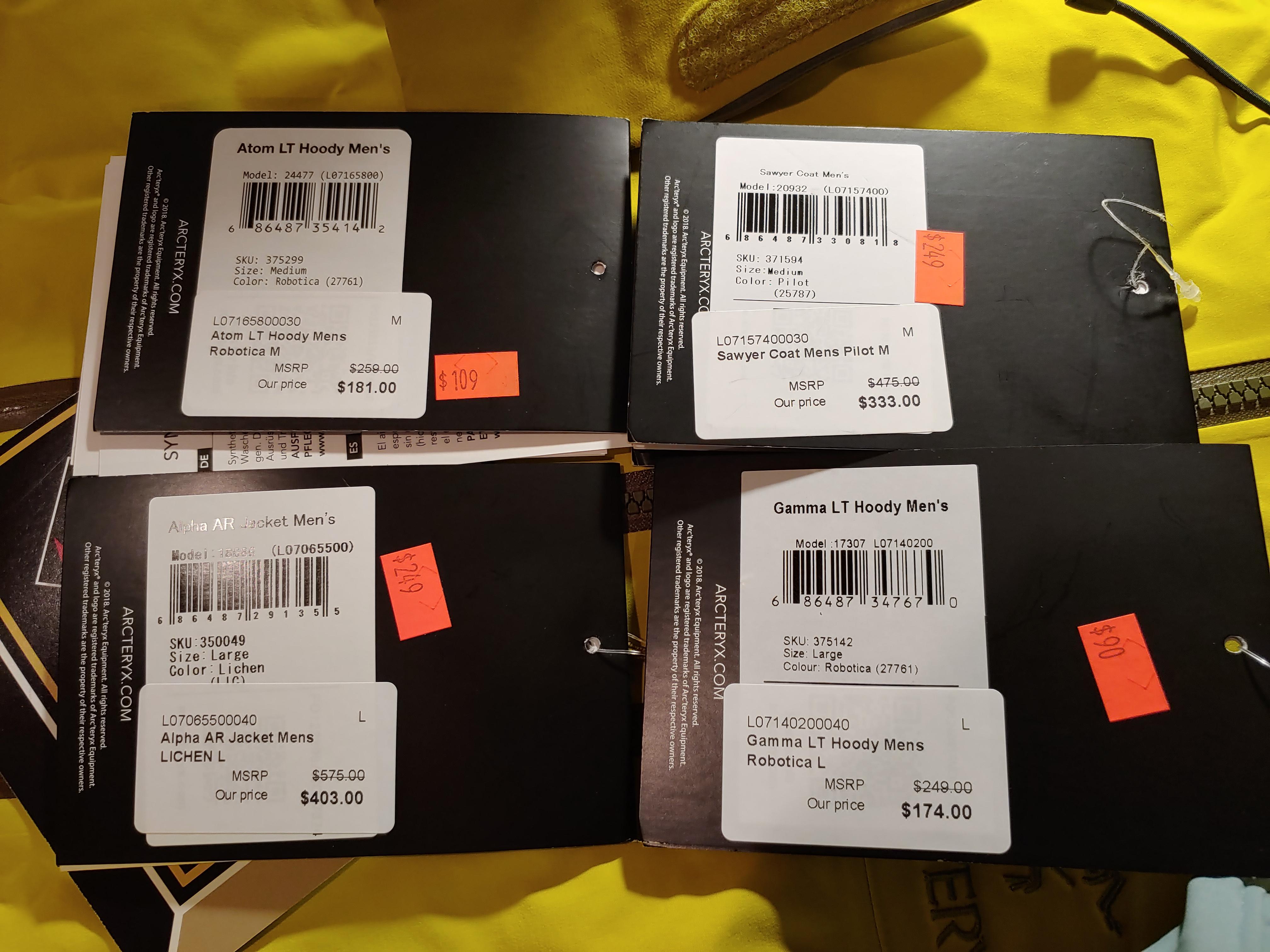 Scored some deals at the Arc'teryx outlet in Tulalip, WA r/arcteryx