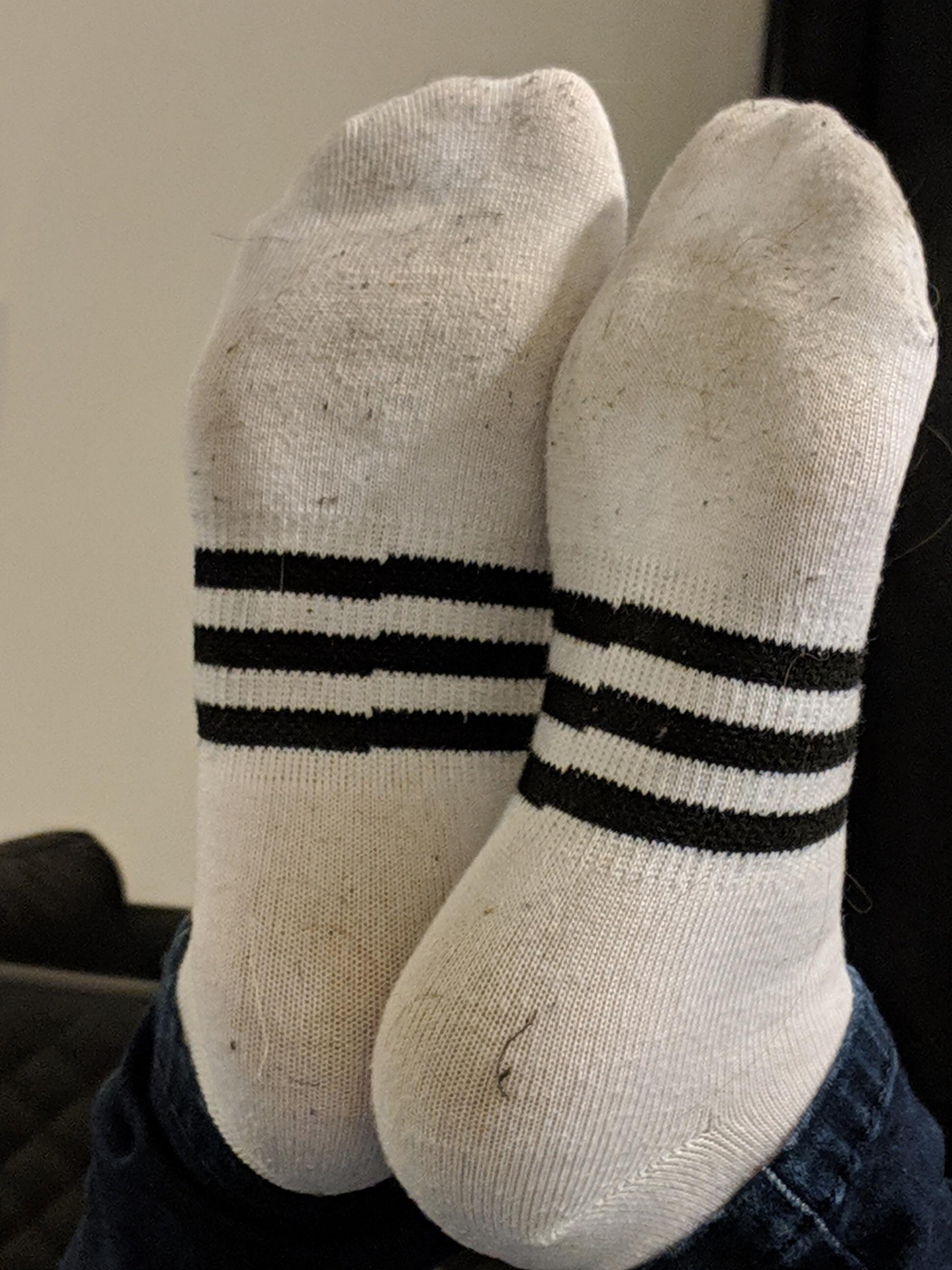 [US][22F] White ankle Adidas socks, size 5, full 24 hours of wear! PM