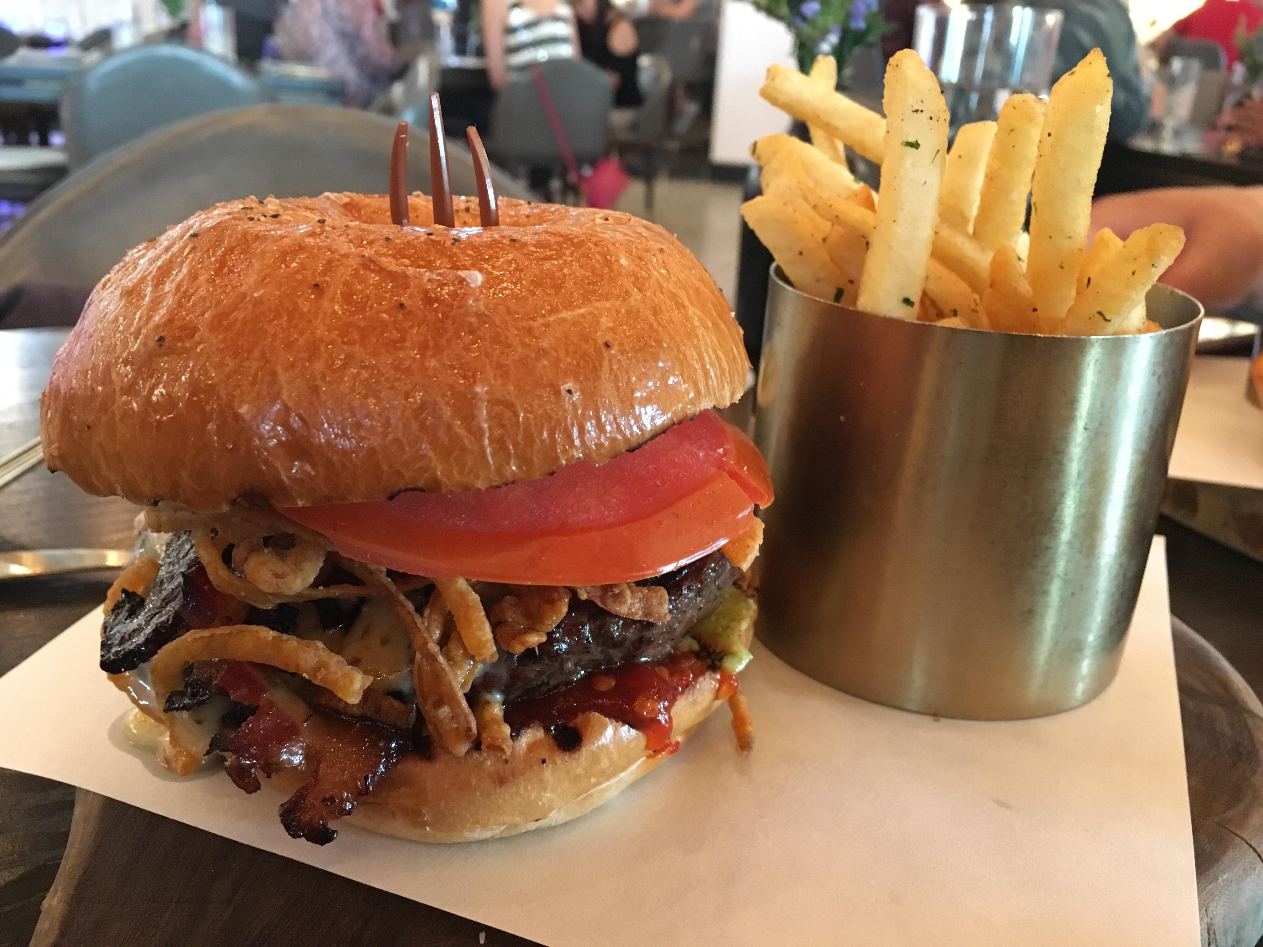 [i ate] hell’s kitchen burger bacon, avocado, fresno pepper jam