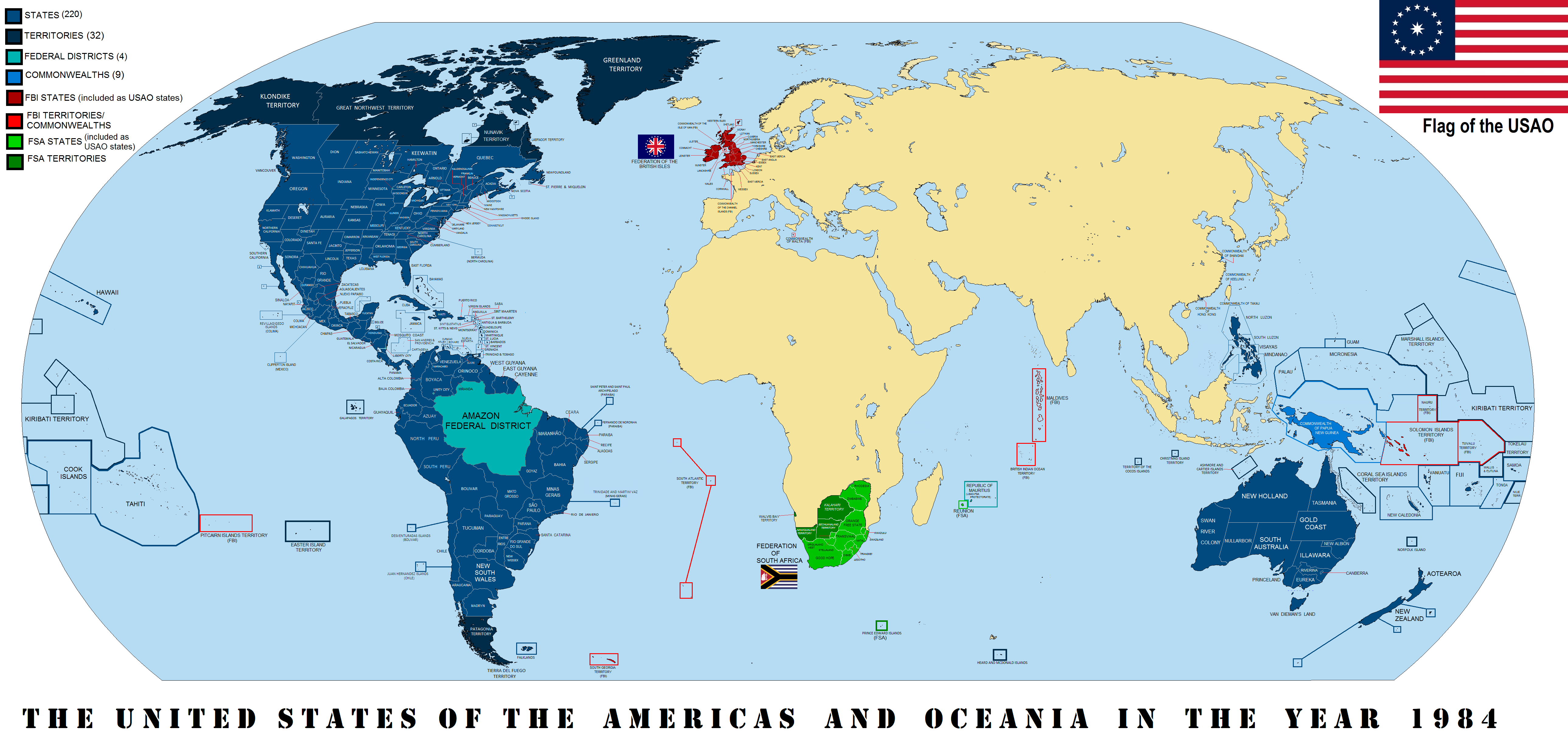 Americas Vs Usa Map The United States of the Americas and Oceania, circa 1984 [United