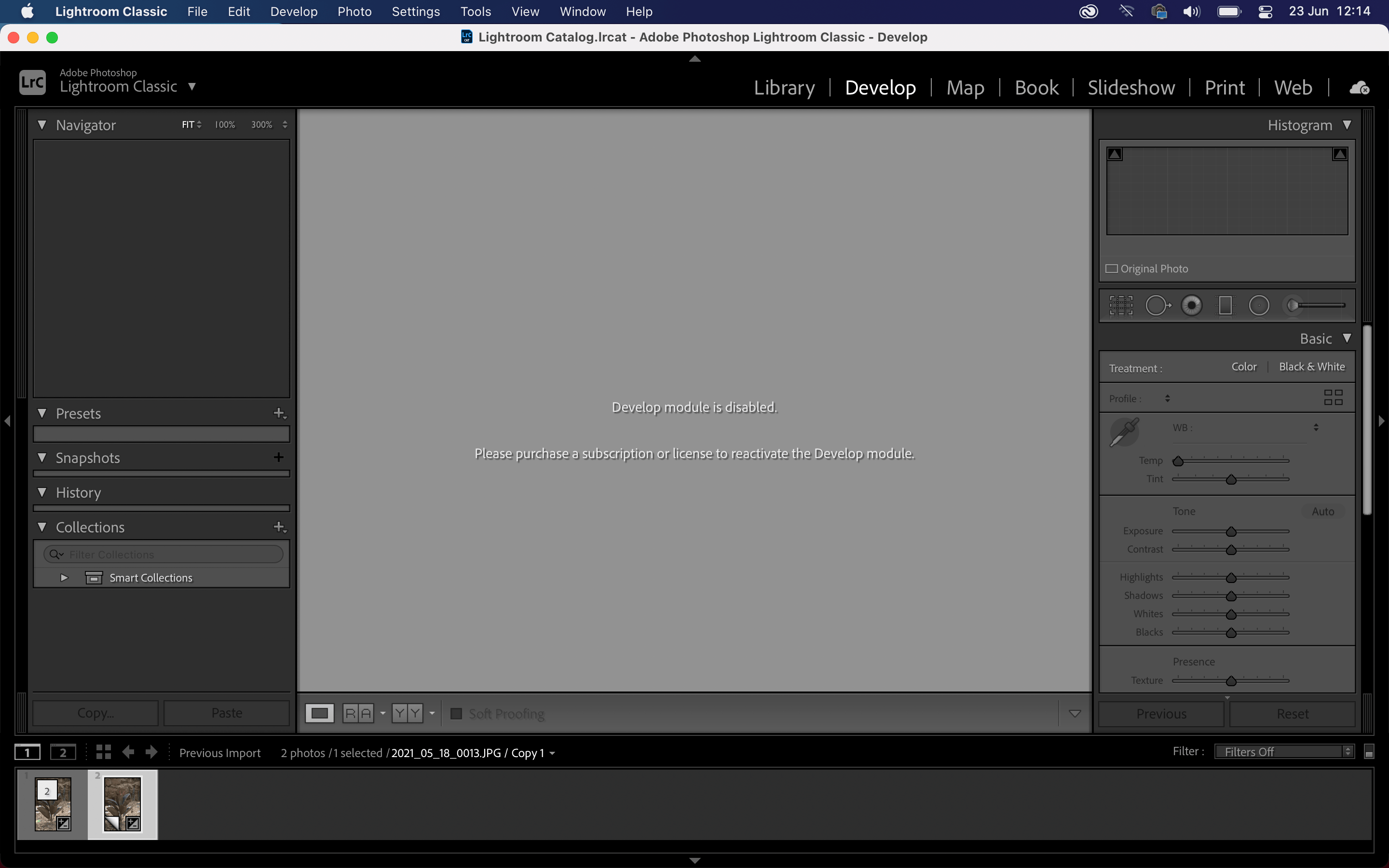 All lightroom versions [i.e 10.0 10.2] will now give this error on