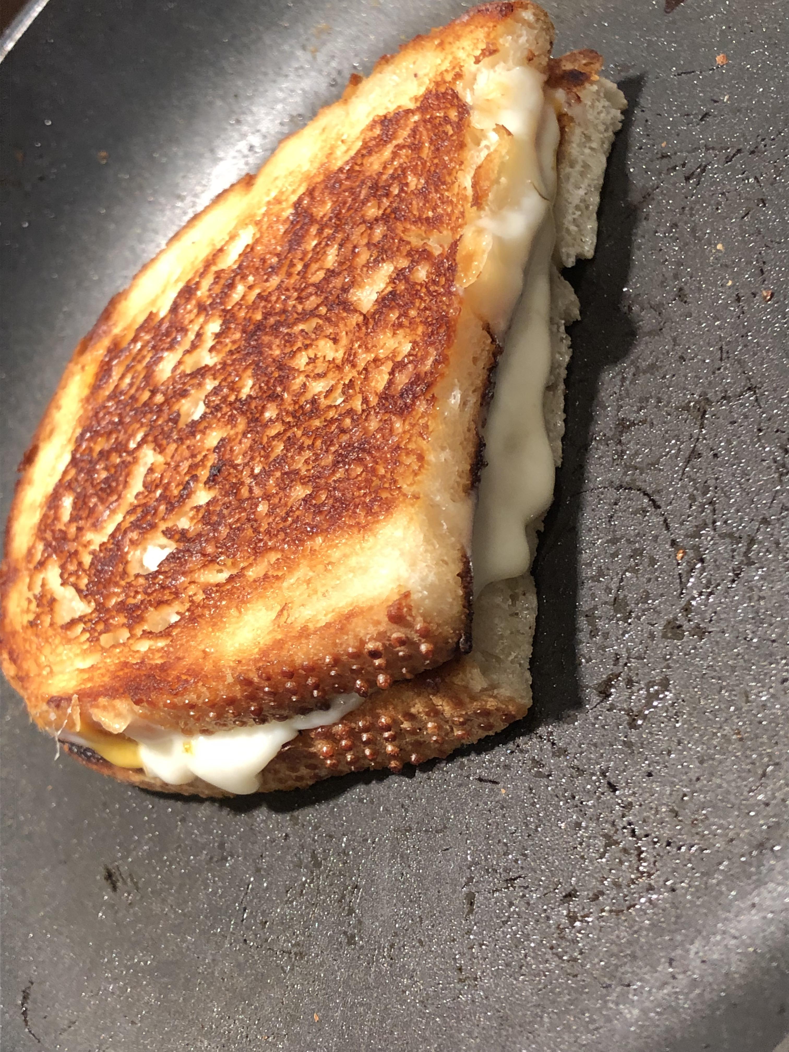 Pepper jack and cheddar on garlic sourdough r/grilledcheese