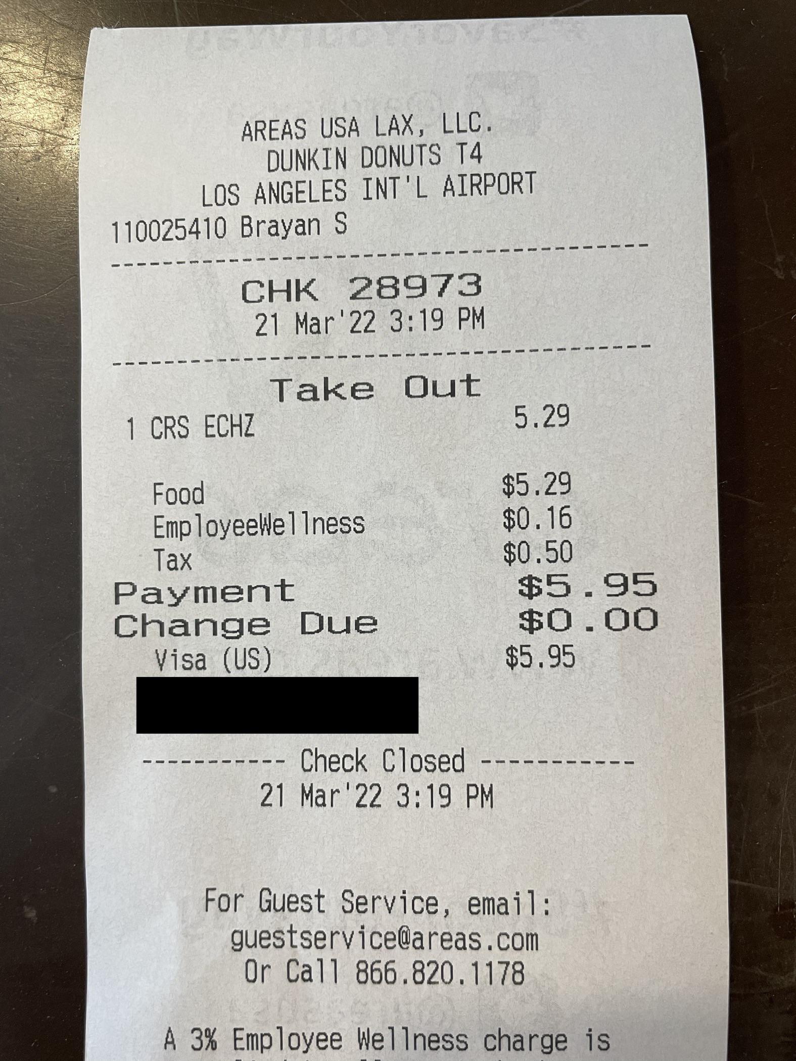 Dunkin Donuts charges an “employee wellness” fee r/mildlyinteresting