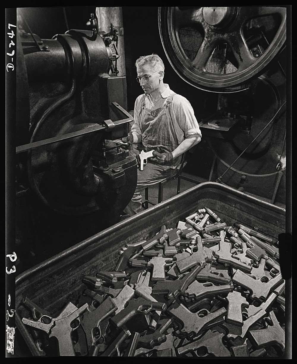 Handguns being manufactured at the Colt Firearms plant in Hartford
