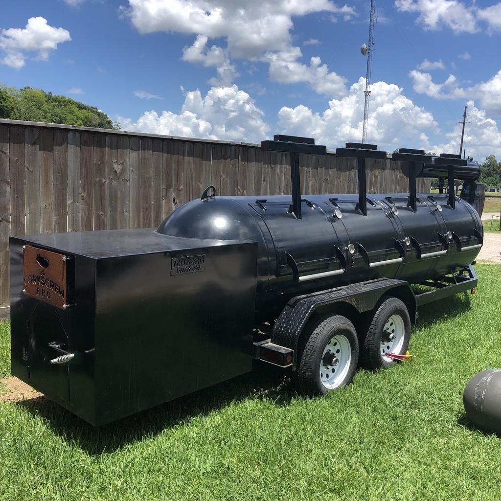 Killer 1000 Gallon Moberg Smoker at Corkscrew BBQ in Spring, TX r/BBQ