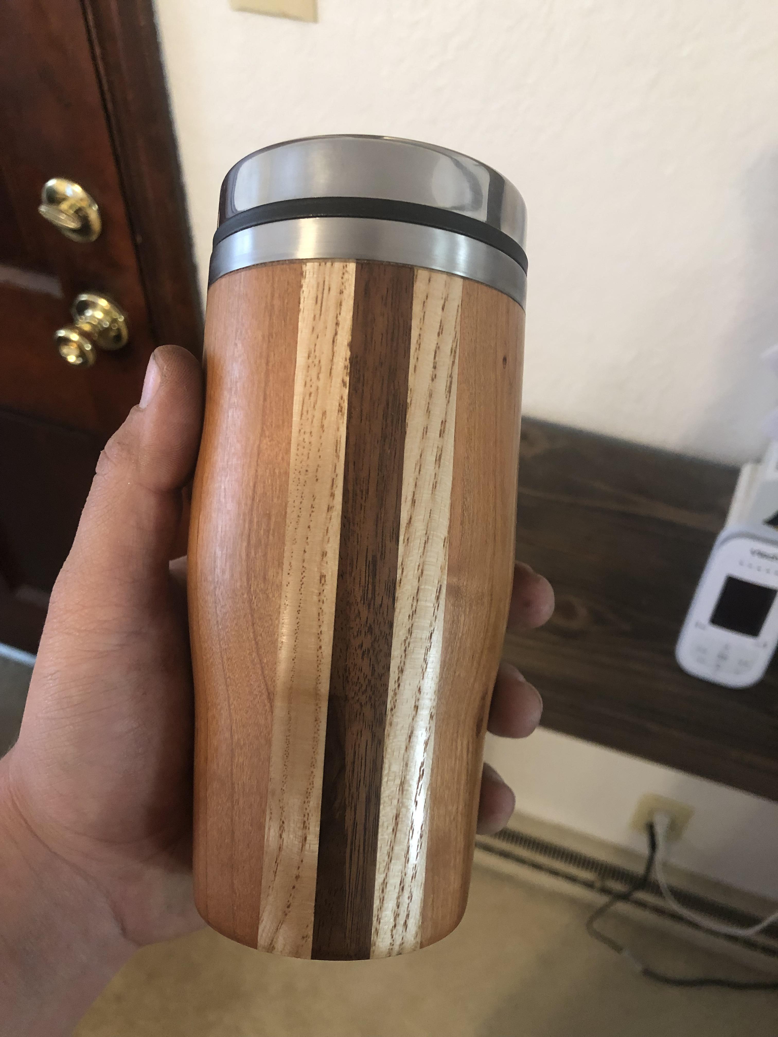 Coffee thermos I made on the lathe a couple of days ago. What do you