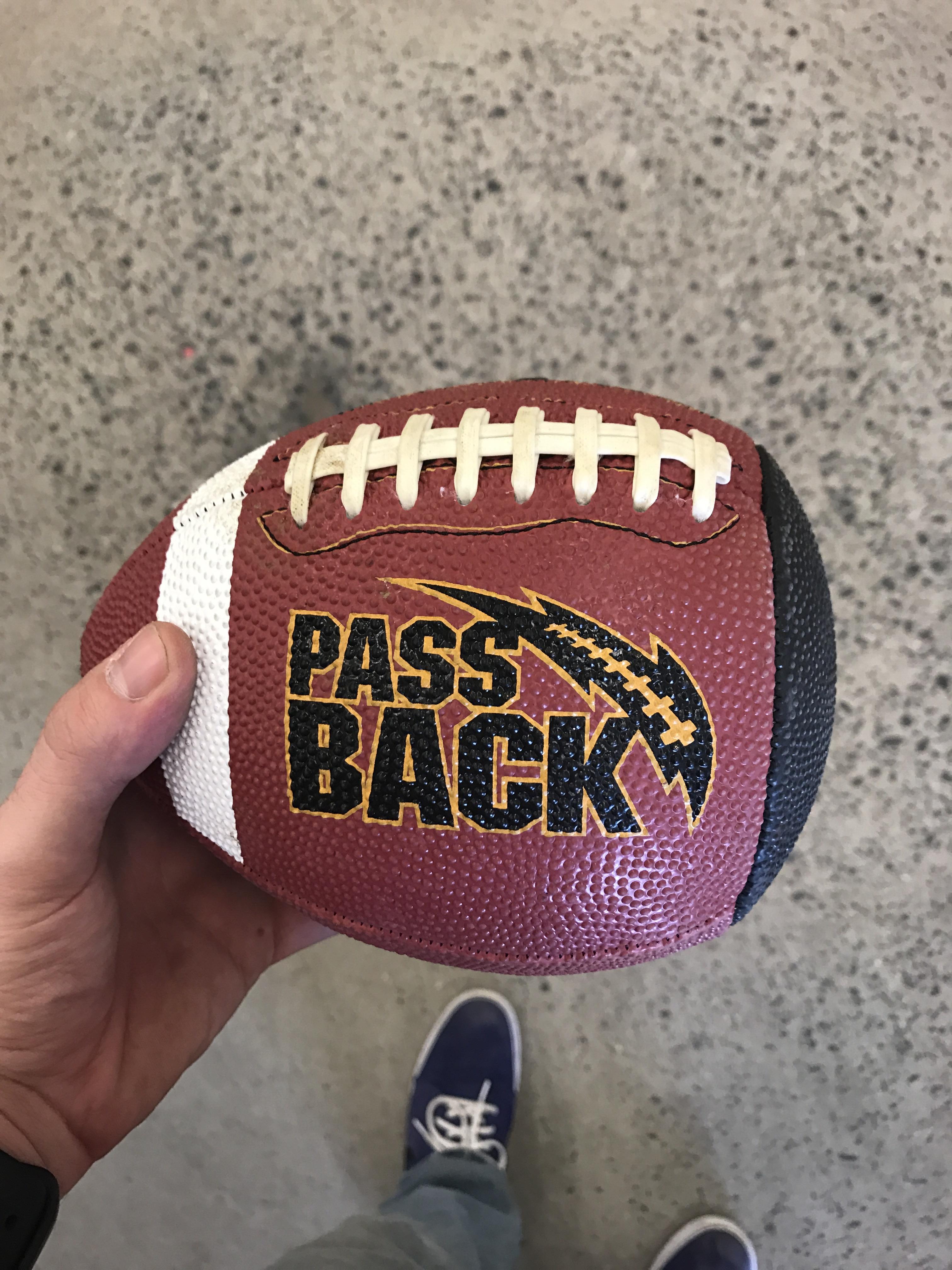 Found half of a football made for playing catch with yourself off a