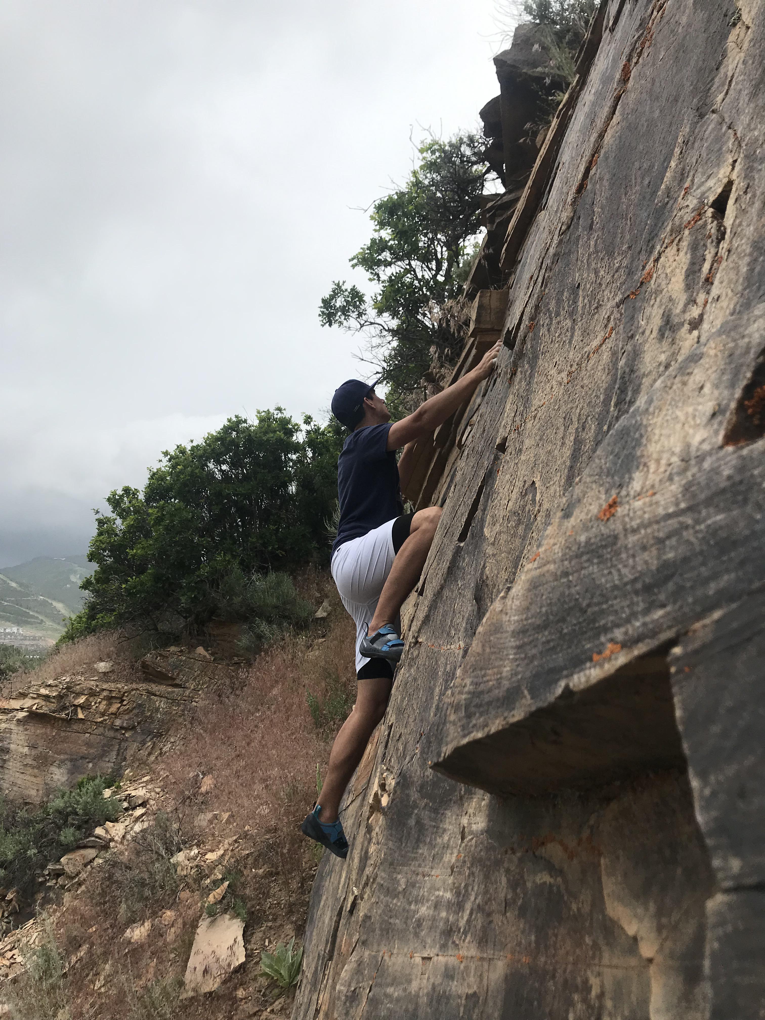 First outdoor boulder problem, V1, Park City, Utah r/bouldering