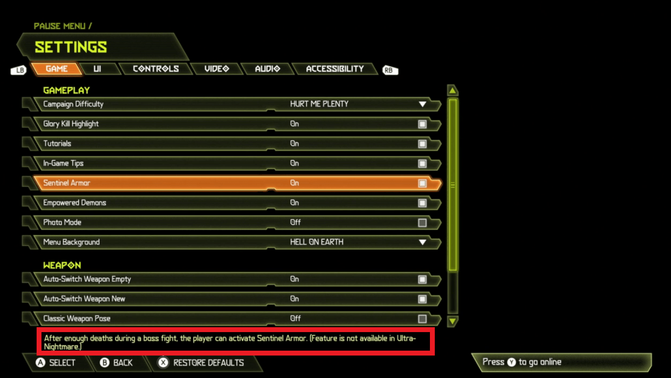 "Easy mode is now selectable" will exist in Doom Eternal