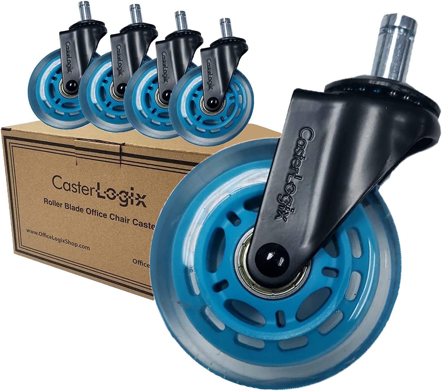 Blue RollerBlade Casters for Embody r/OfficeChairs