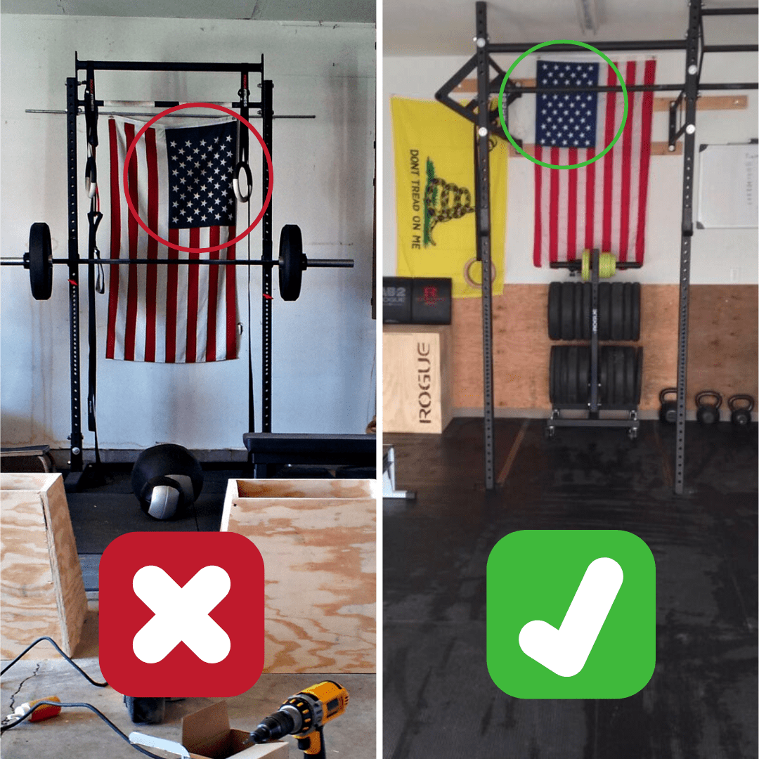 This is how you hang a flag in a garage gym r/homegym