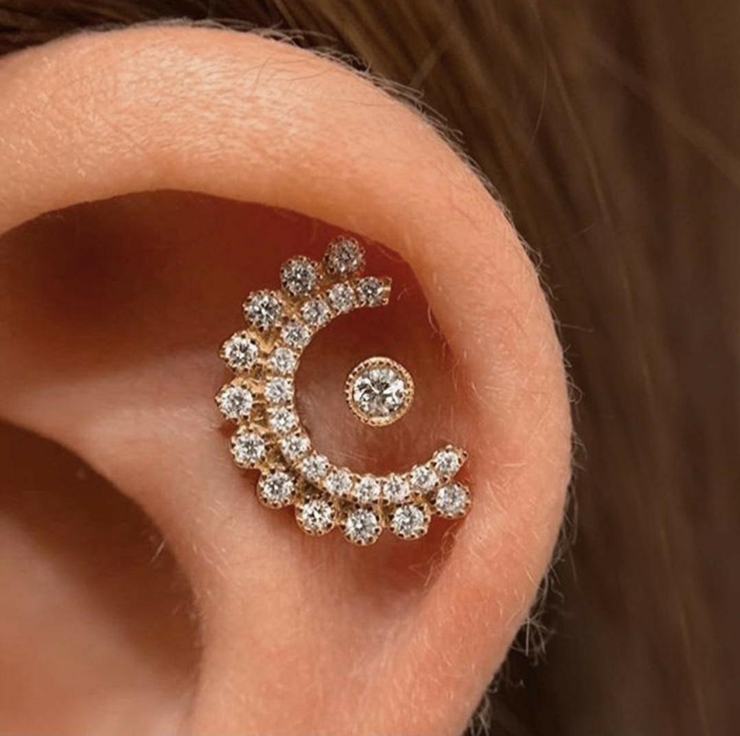 Unique upper helix setup by Maria Tash r/piercing