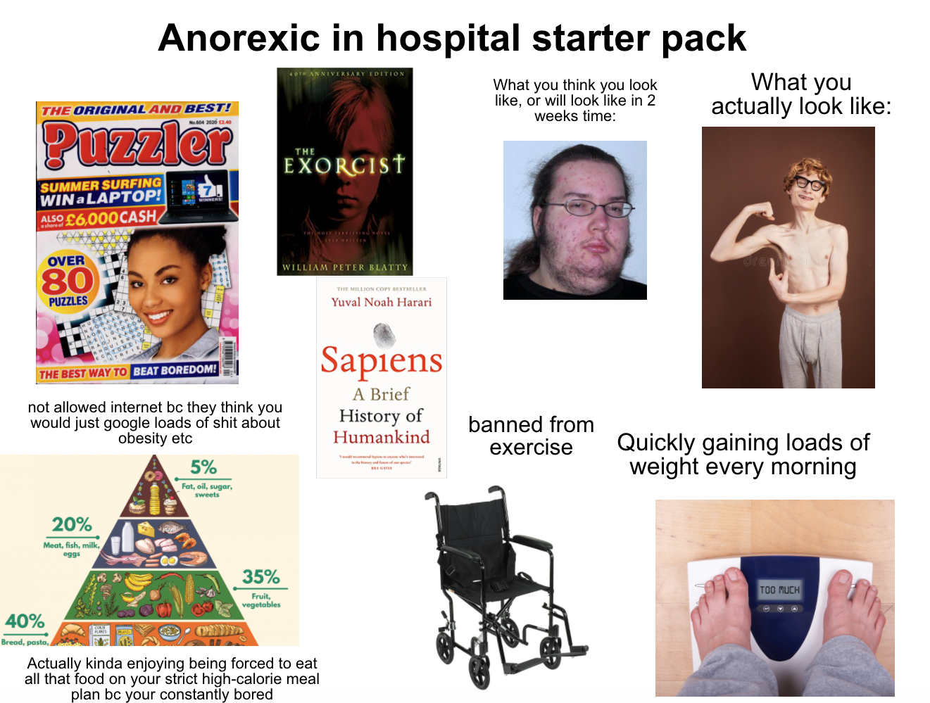 Anorexic in hospital starter pack r/starterpacks