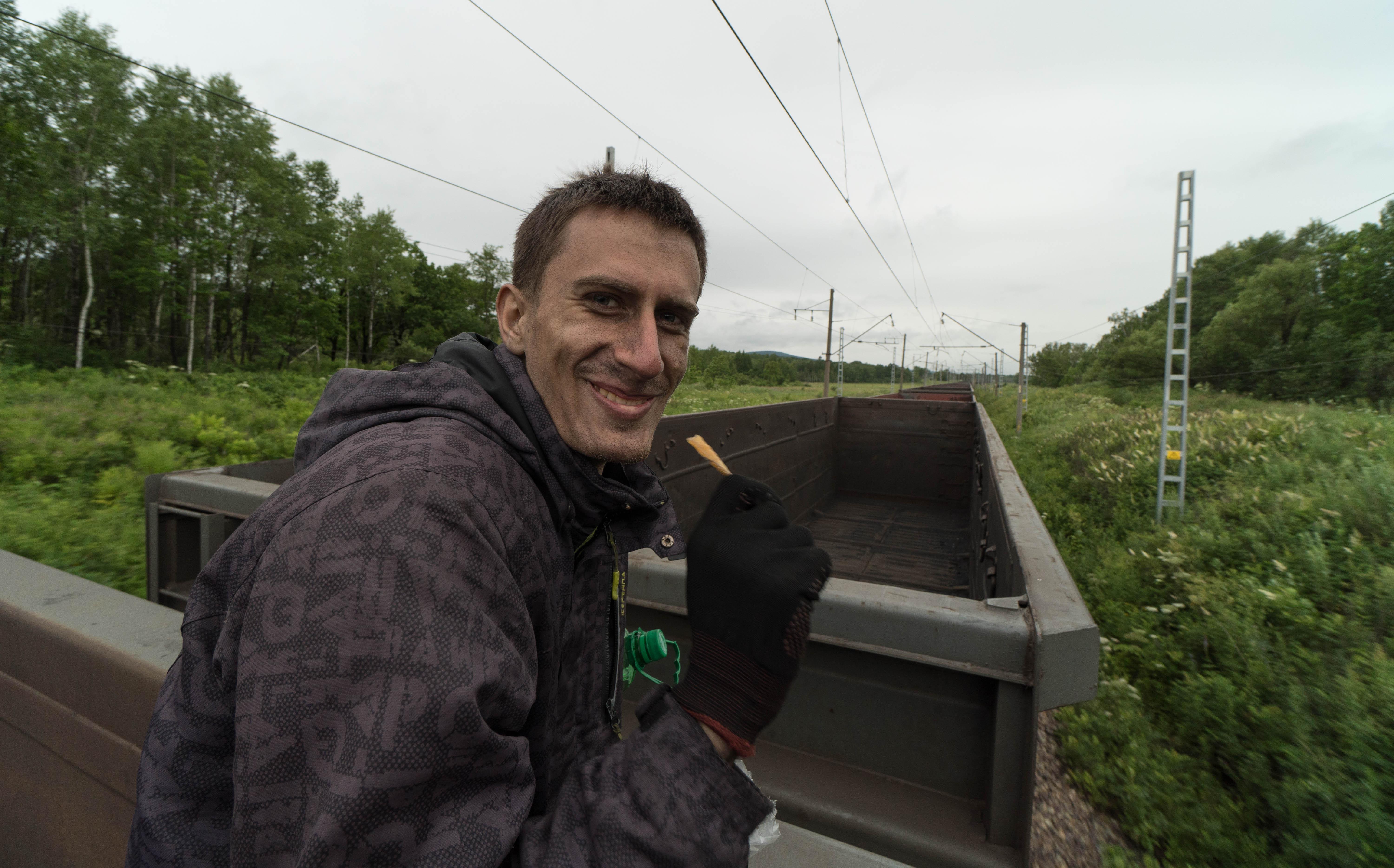 At that moment my friend was eating dried catfish while we had been going through the far east