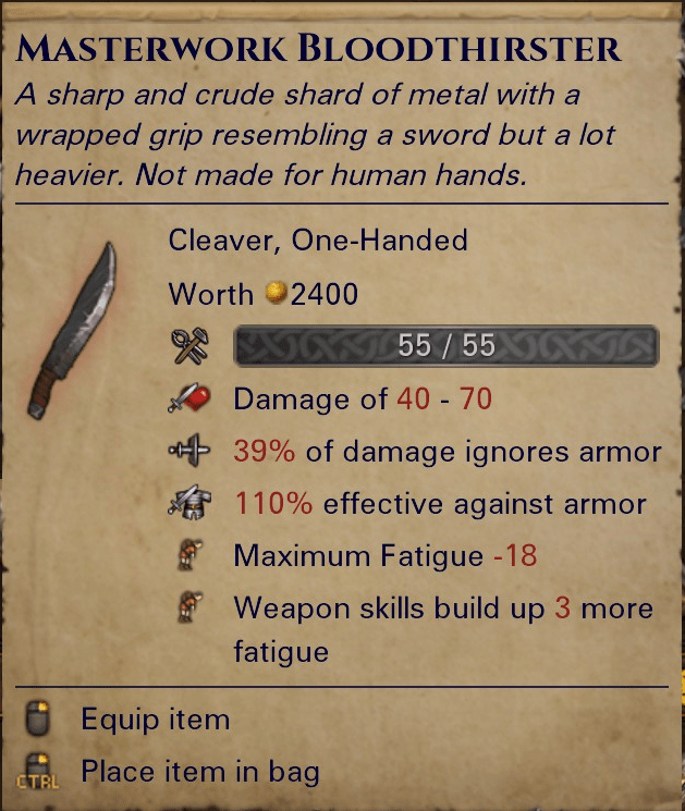 Found a cool Orc cleaver, was wondering if it's worth dedicating a bro