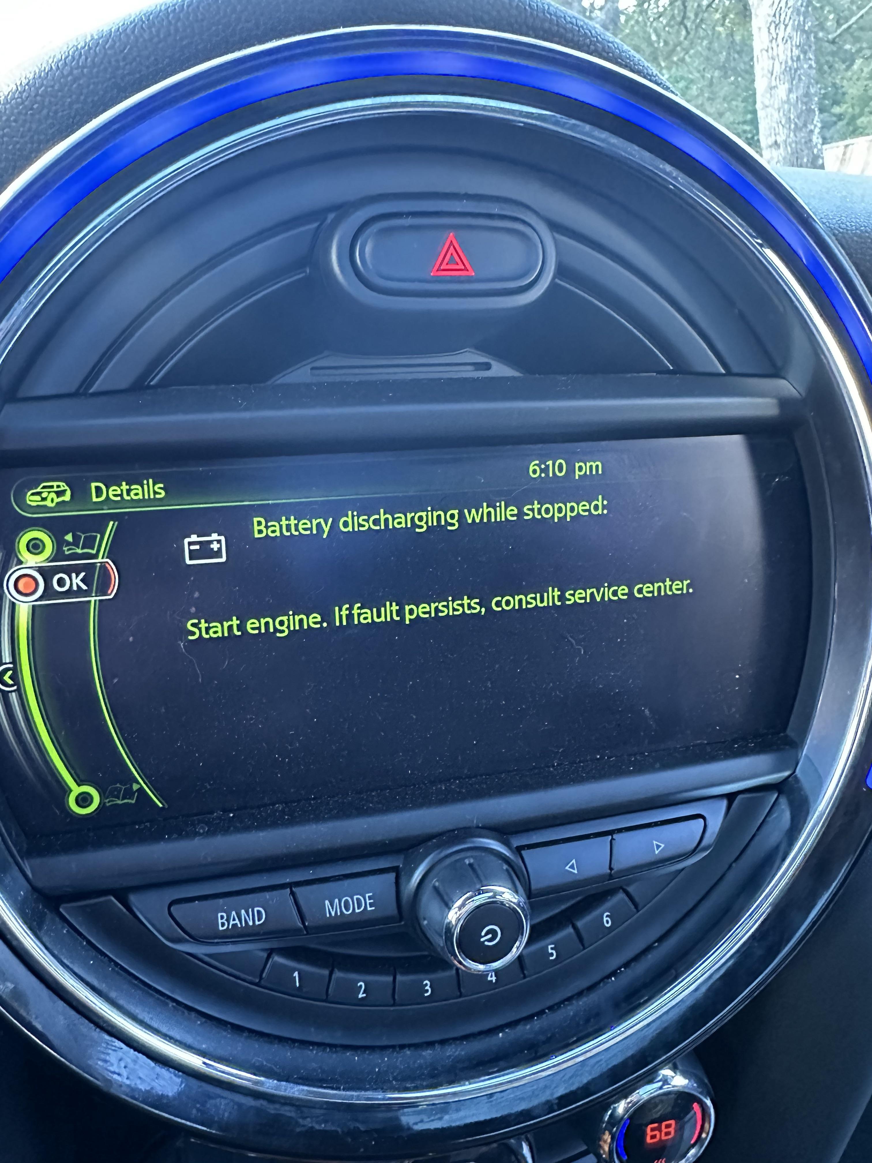 Battery discharging warning after battery replacement : r/MINI