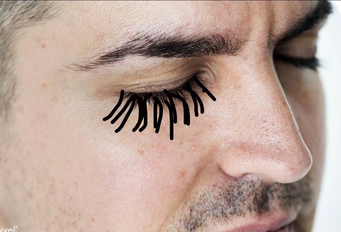 What I picture when an author says “his eyelashes were so long they