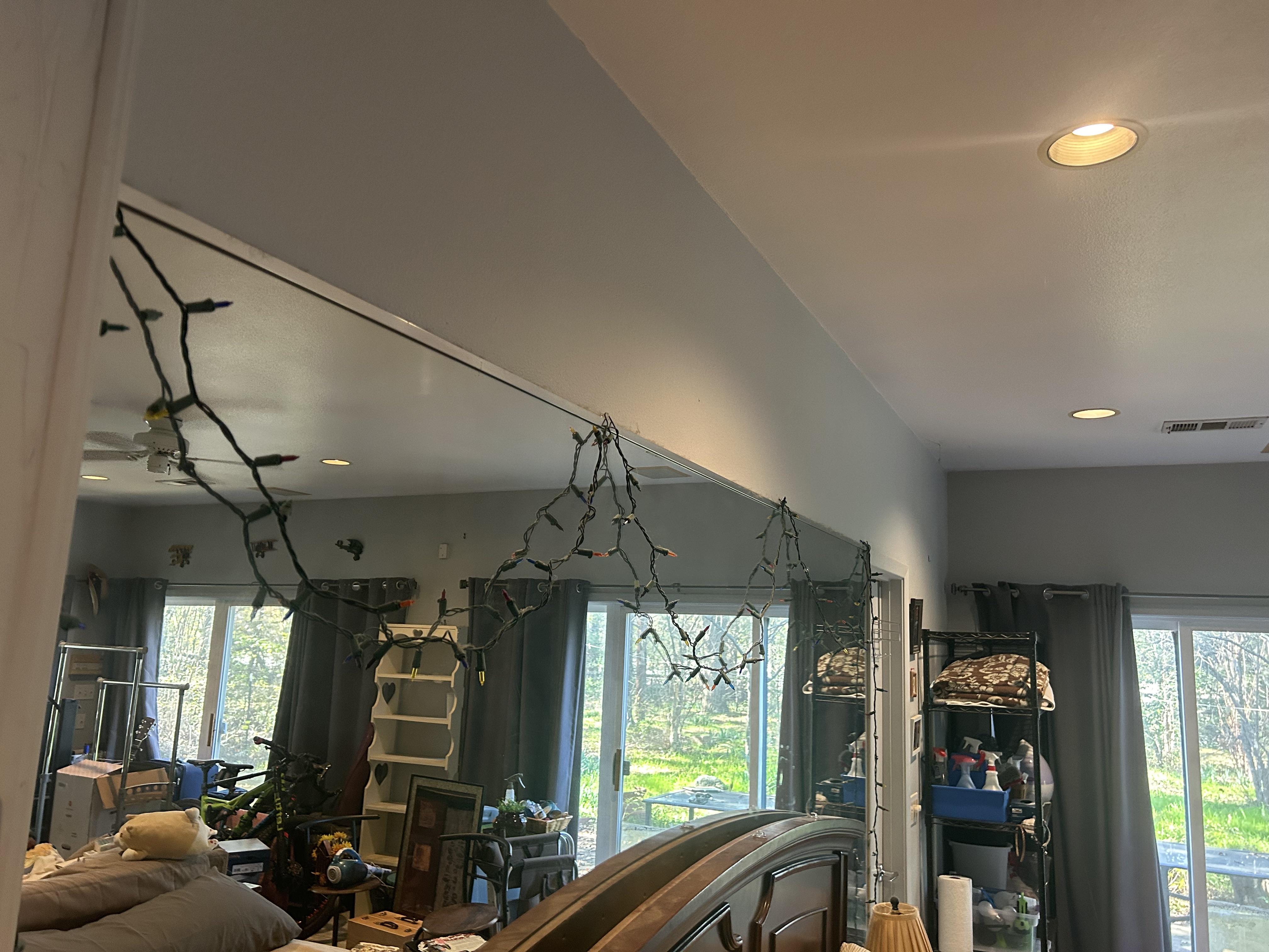 Cheap way to cover large wall mirror? r/DIY