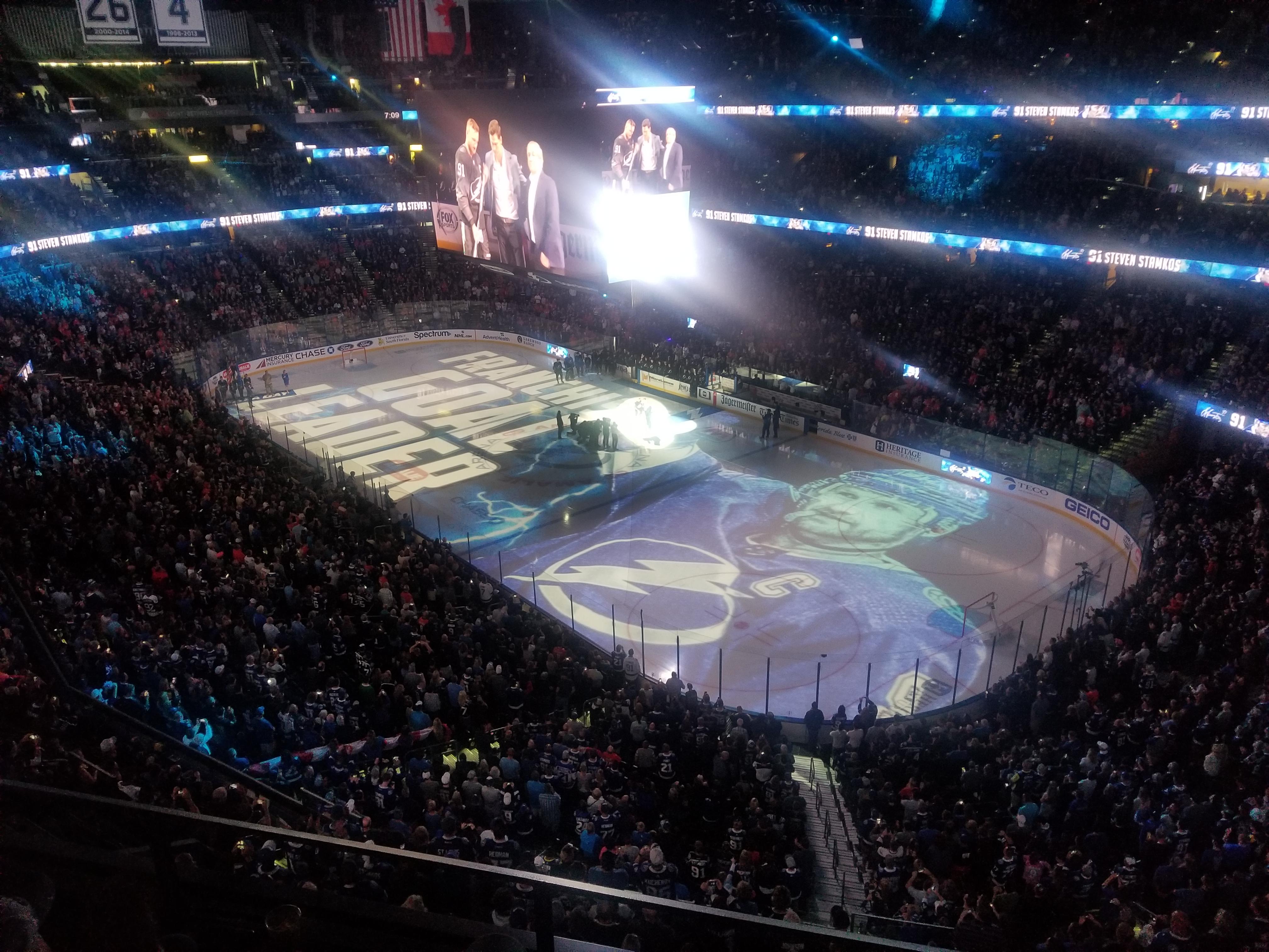 Tampa Bay Lightning before their final home game of the 20182019 regular season honoring their
