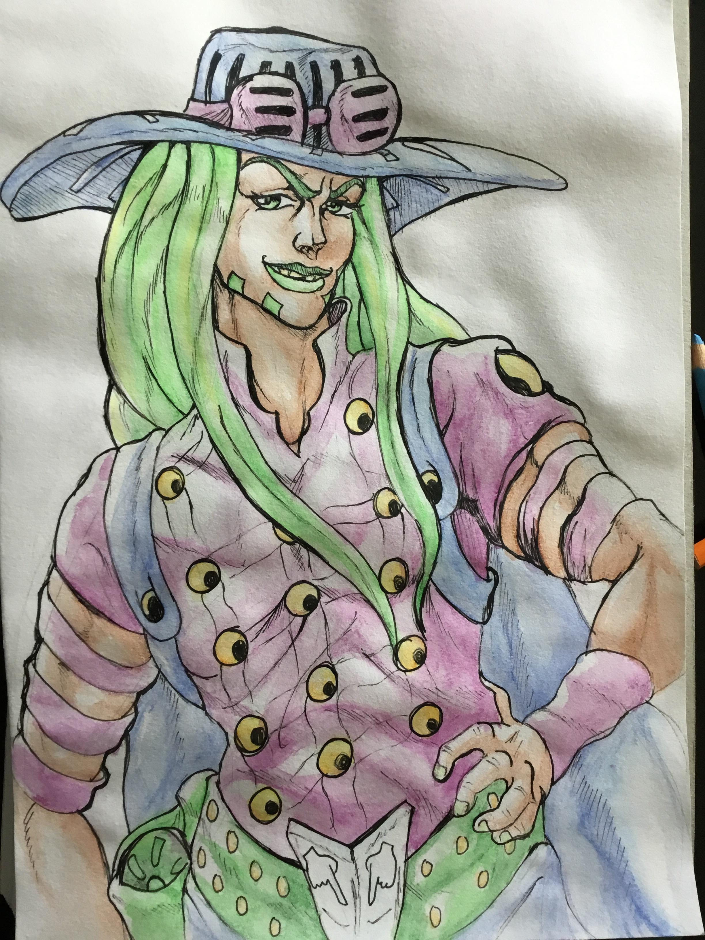 [Fanart] Gyro Zeppeli with watercolours. r/StardustCrusaders