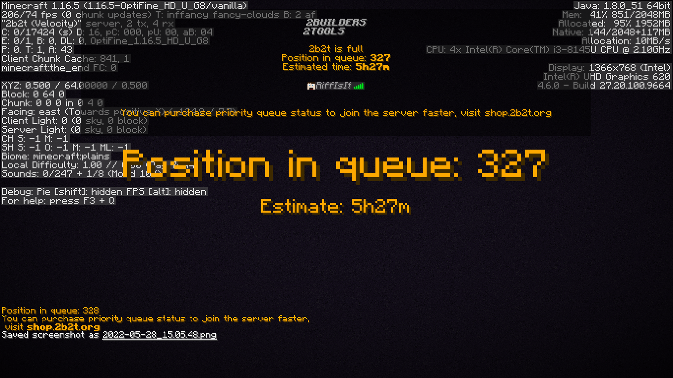 I logged into 2b2t in 1.16 2b2t