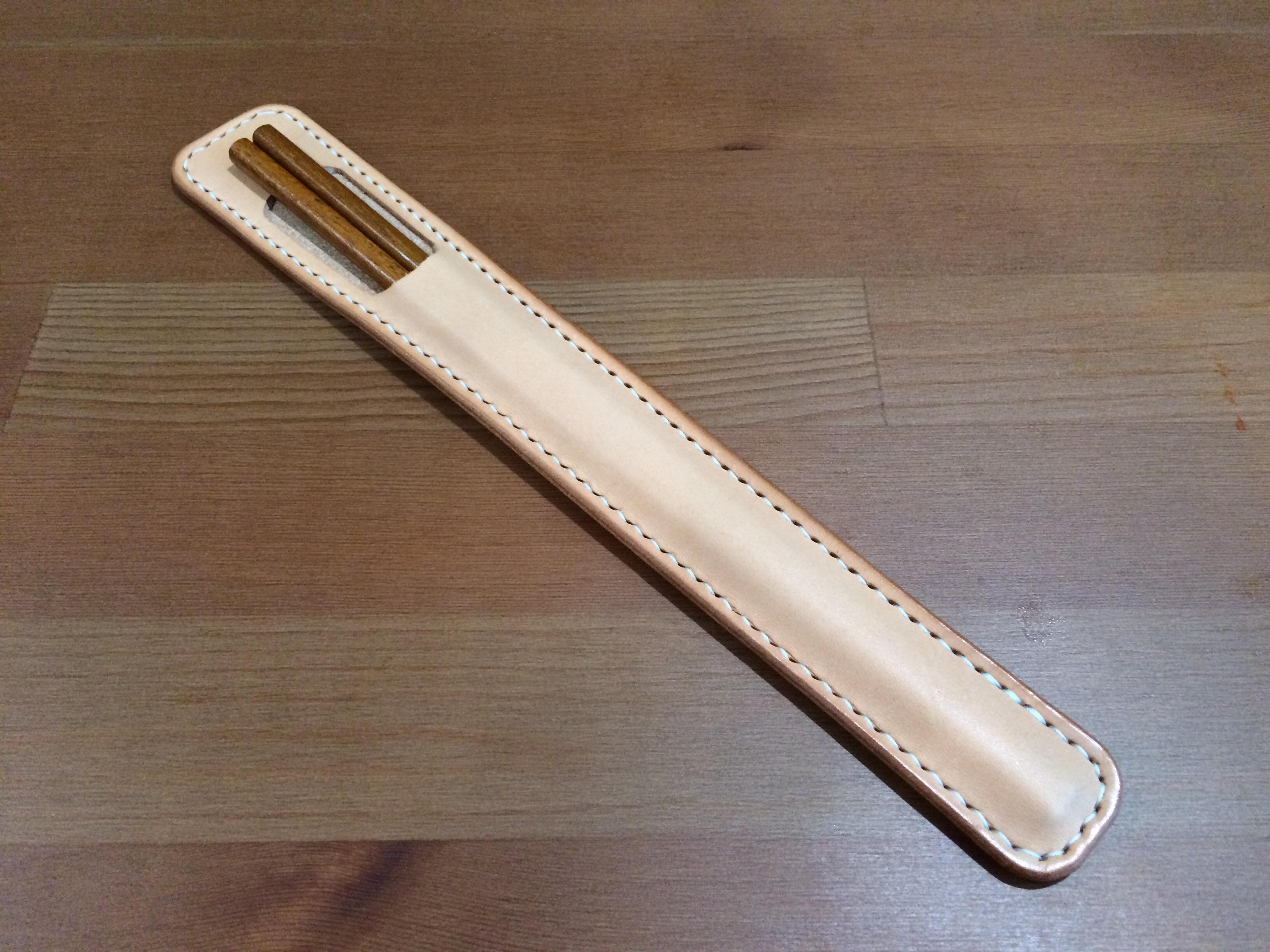 Made a chopsticks sleeve r/Leathercraft