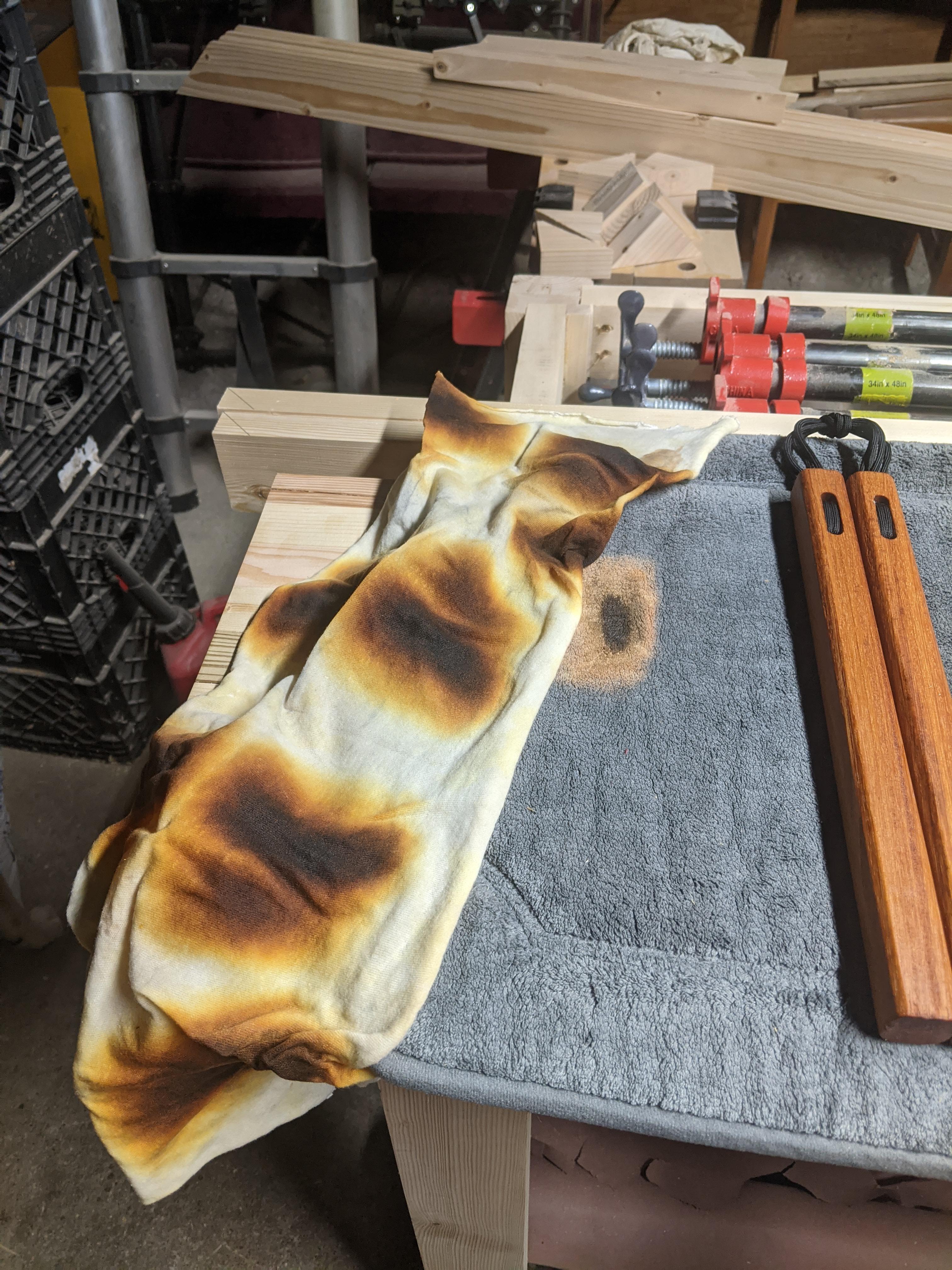 Anyone ever have a linseed oil soaked rag smolder on its own with no