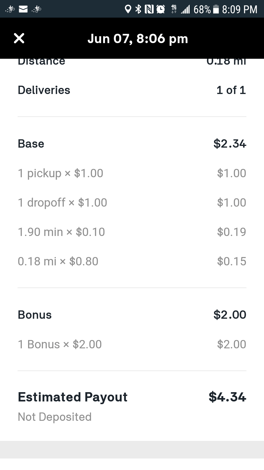 My 2 bonus is completely bs. Applied before payout. r/postmates