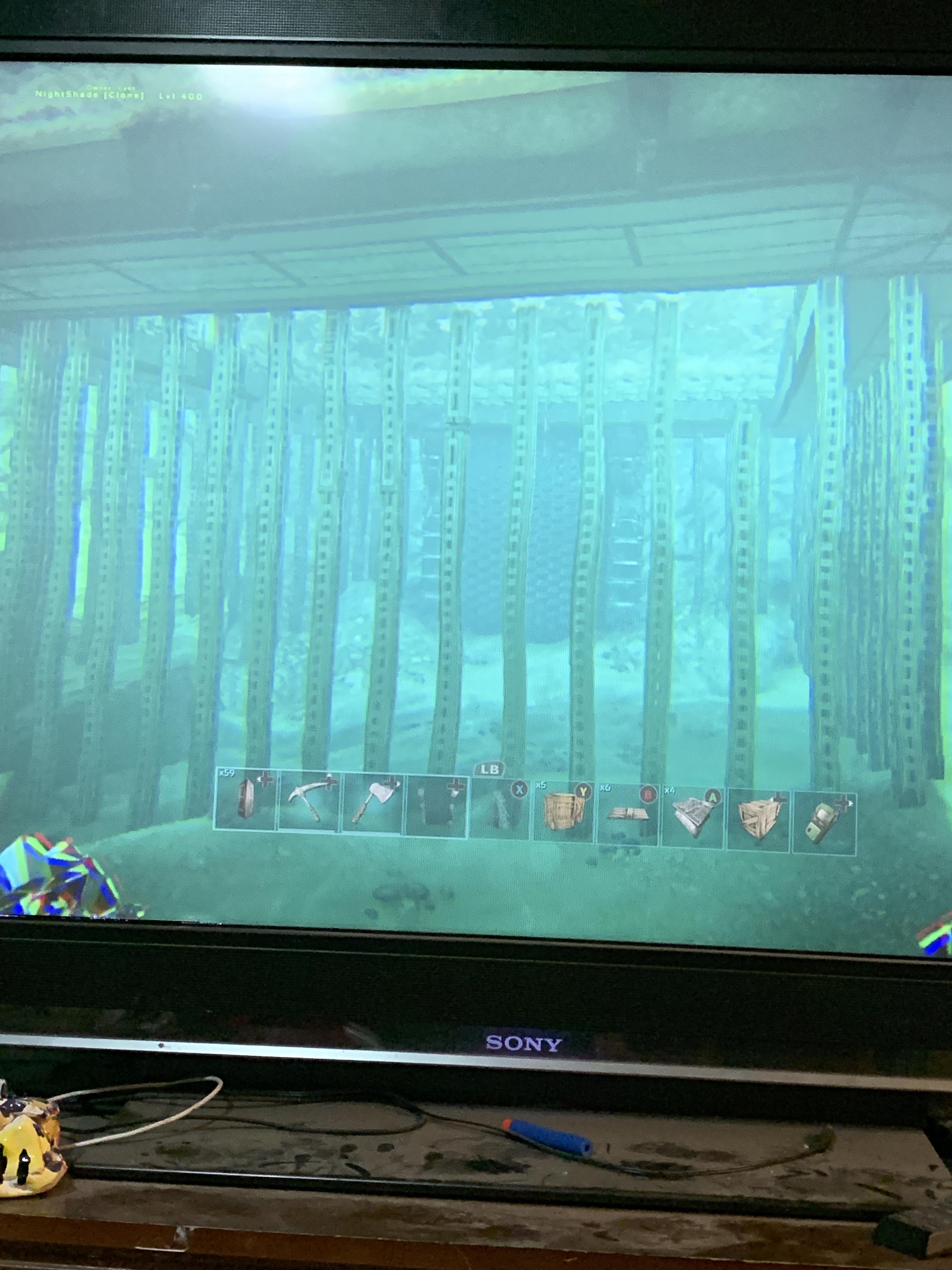 I made my underwater pen in the underbelly of a metal ocean platform on