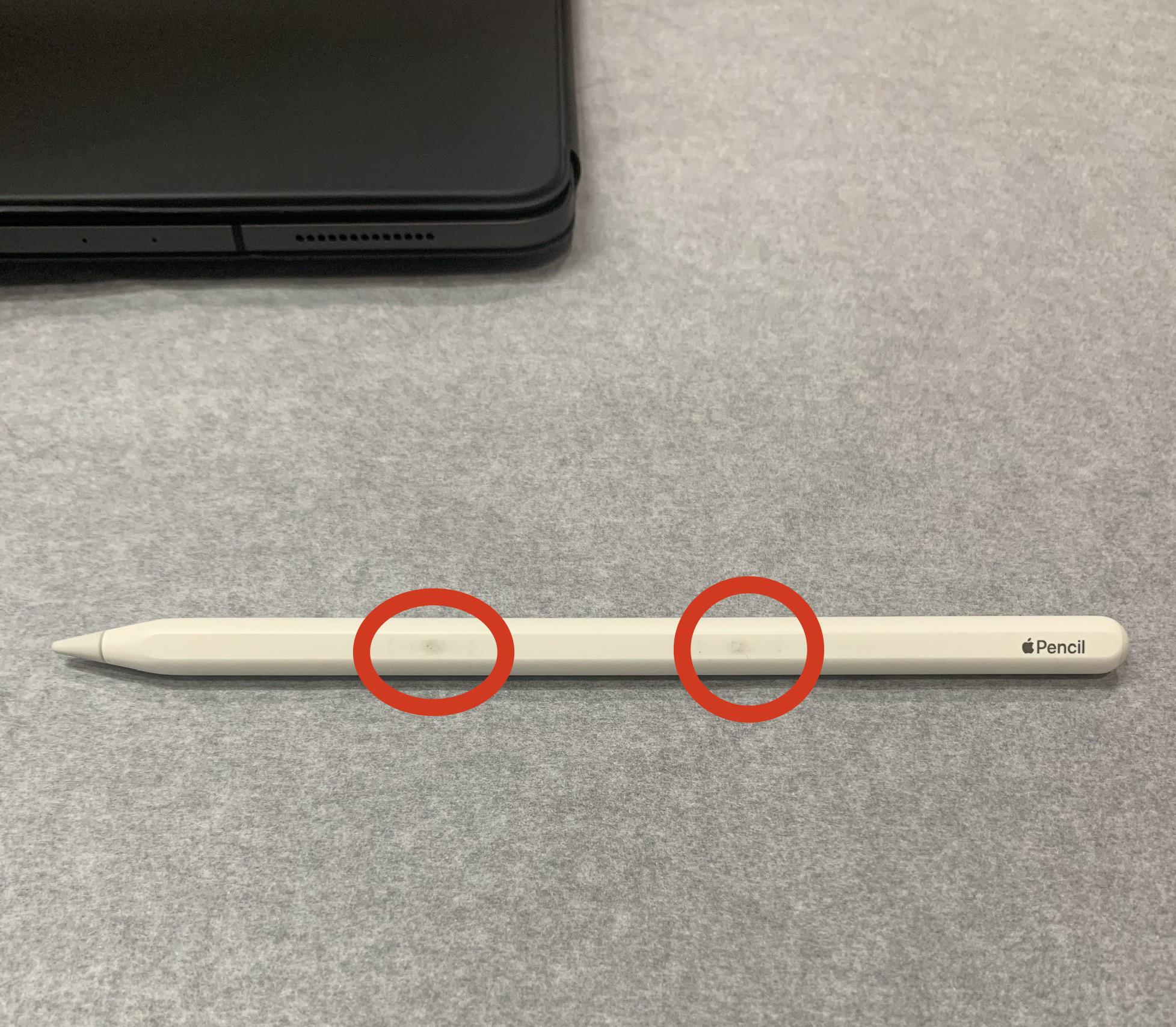 Black spots on Apple Pencil I am using an Apple Pencil with my iPad